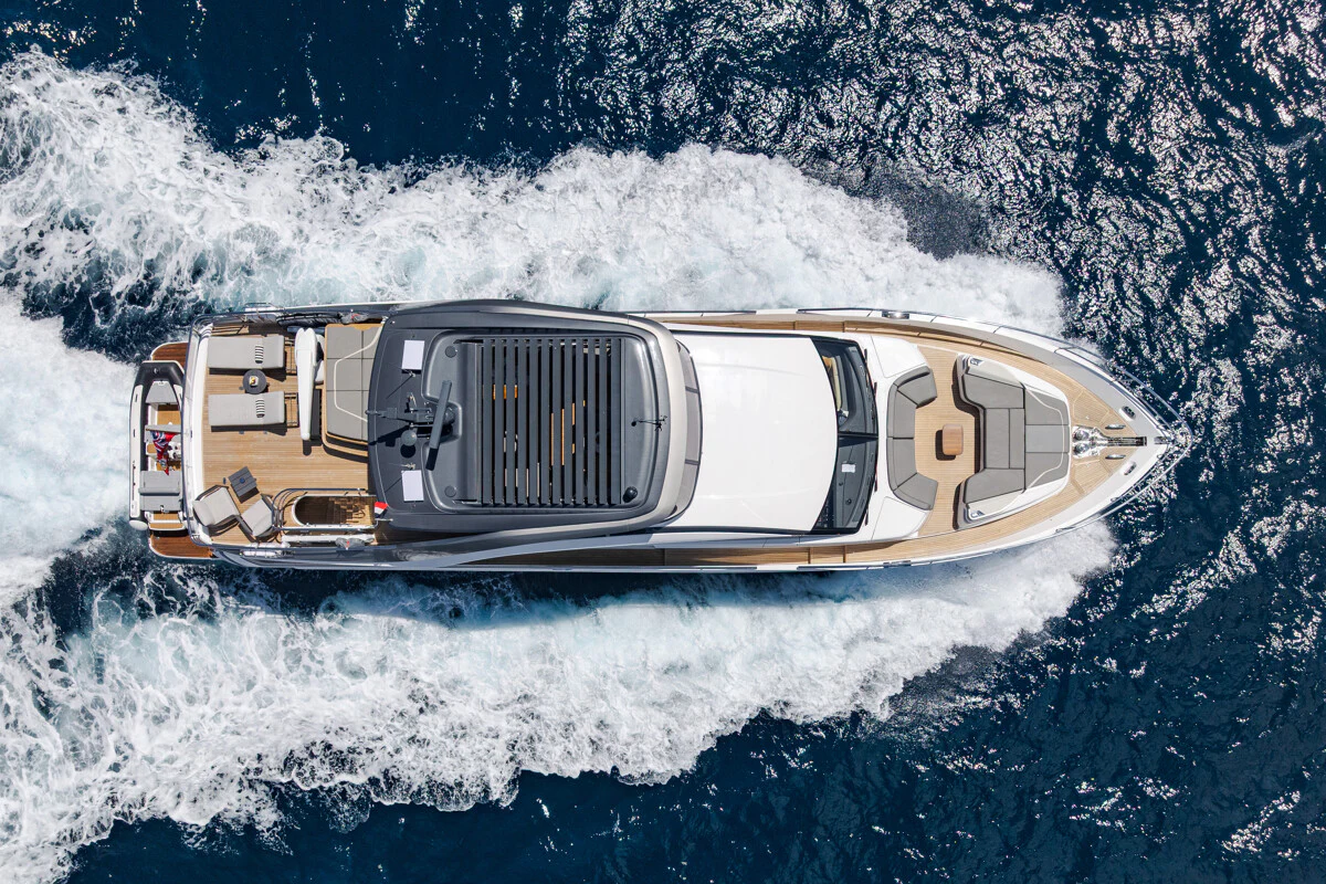a high angle view of a boat aboard GYPZY Yacht for Charter