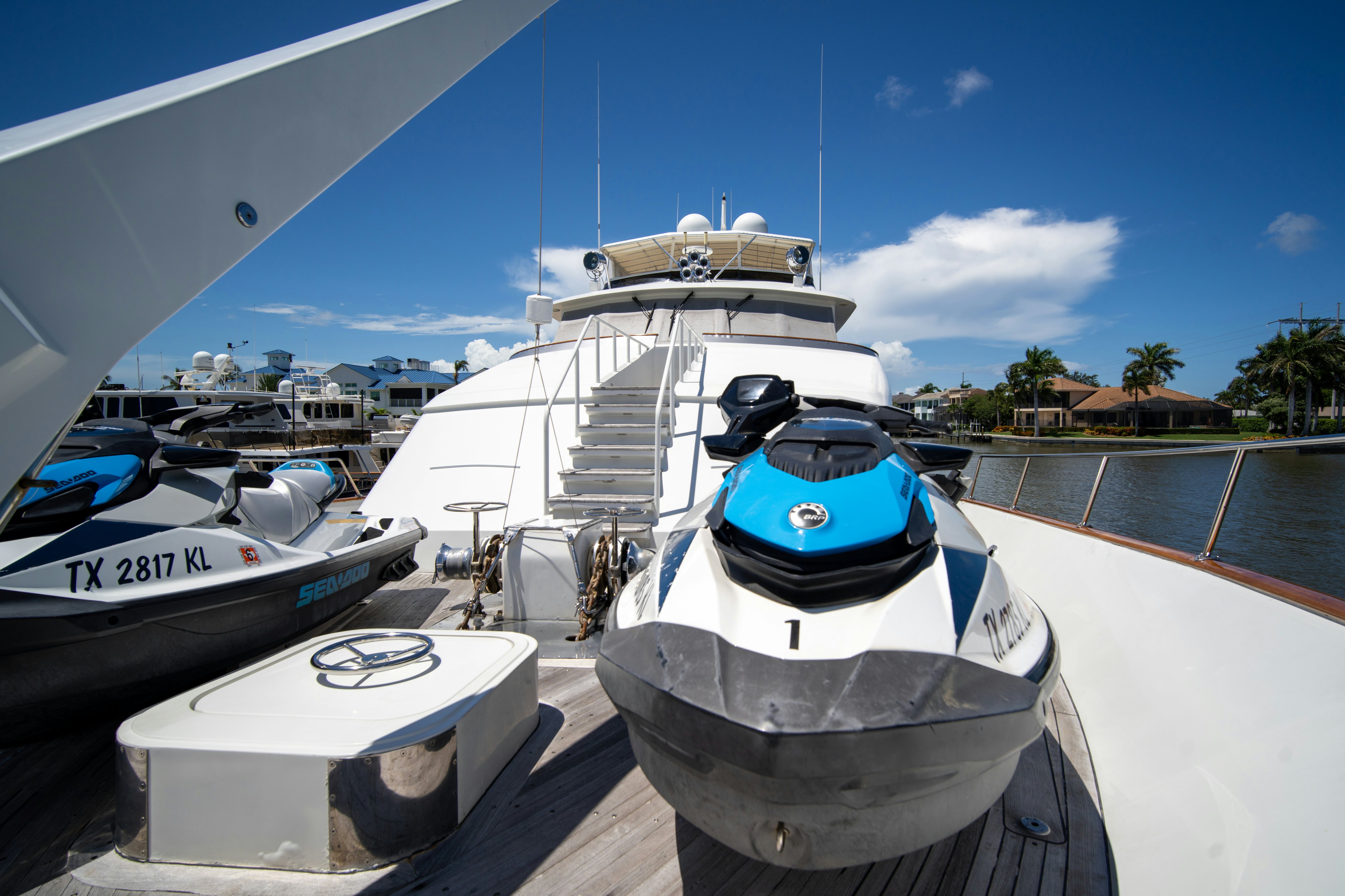 a boat docked at a pier aboard FLYING DUTCHMAN Yacht for Sale