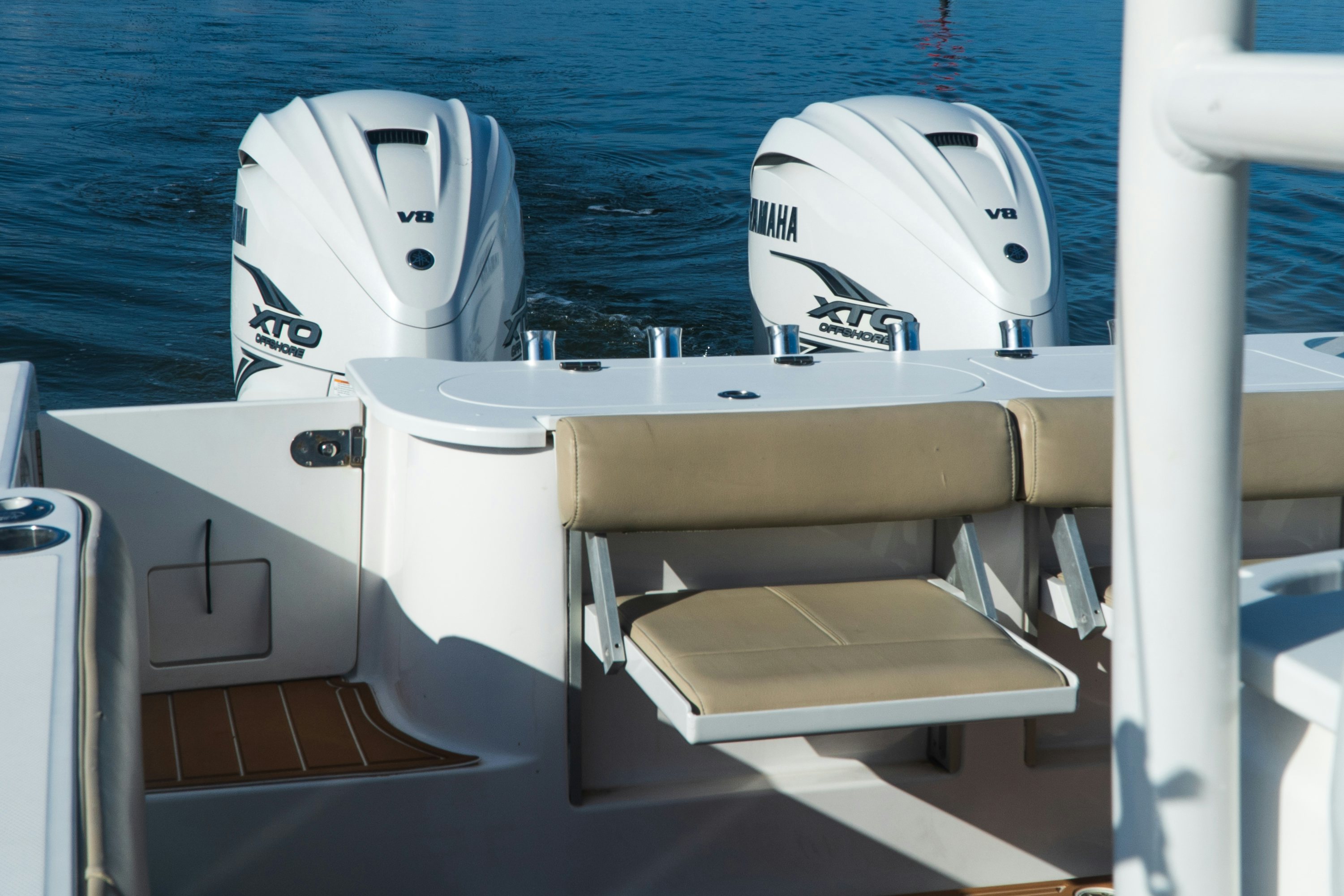 a boat with two white helmets aboard LOVE ME TENDER Yacht for Sale