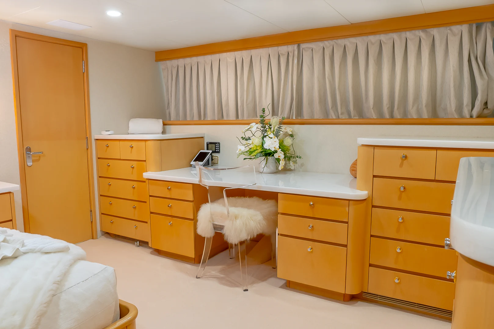 a room with a desk and a chair aboard GALE WINDS Yacht for Charter