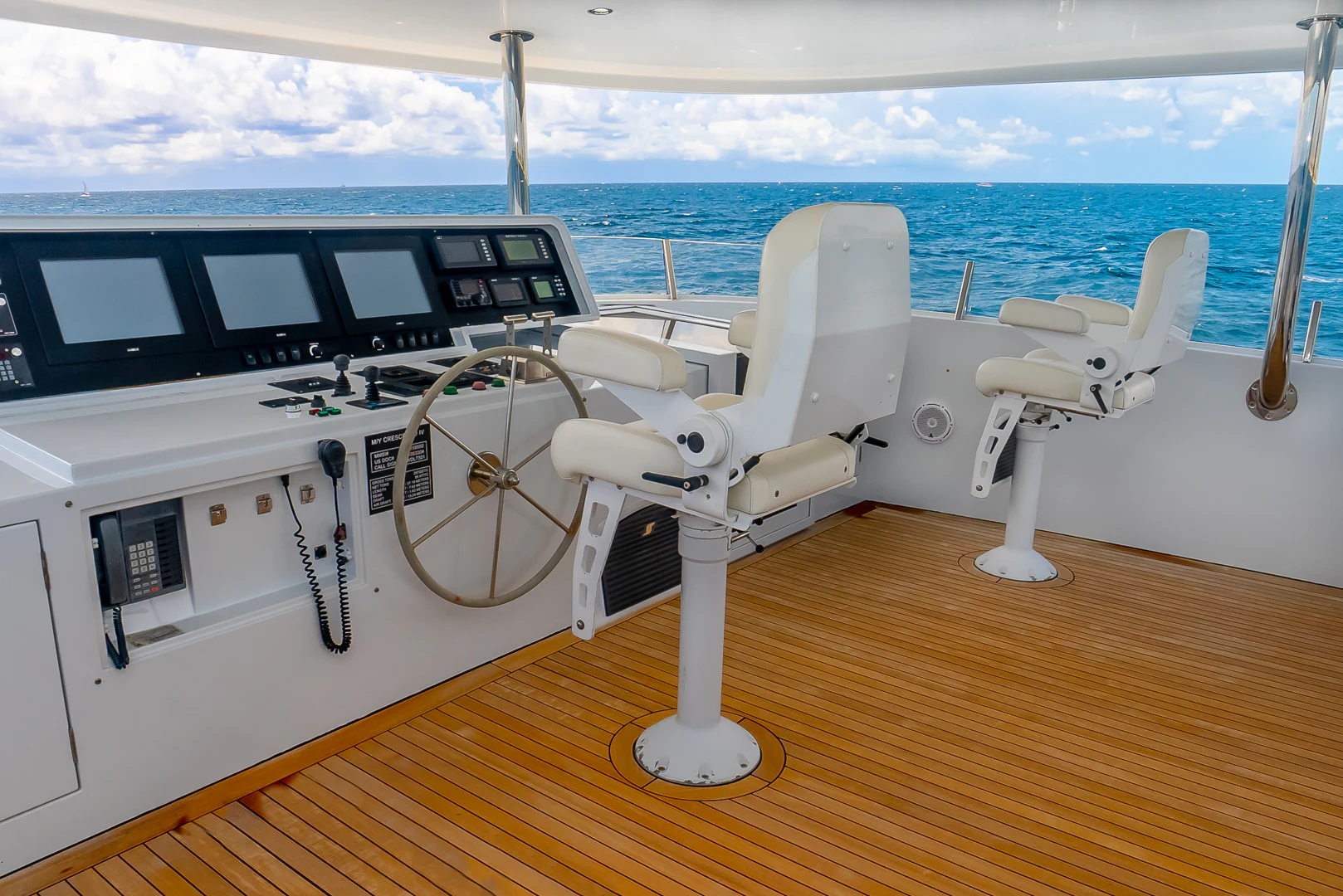 a white satellite dish on a boat aboard GALE WINDS Yacht for Charter