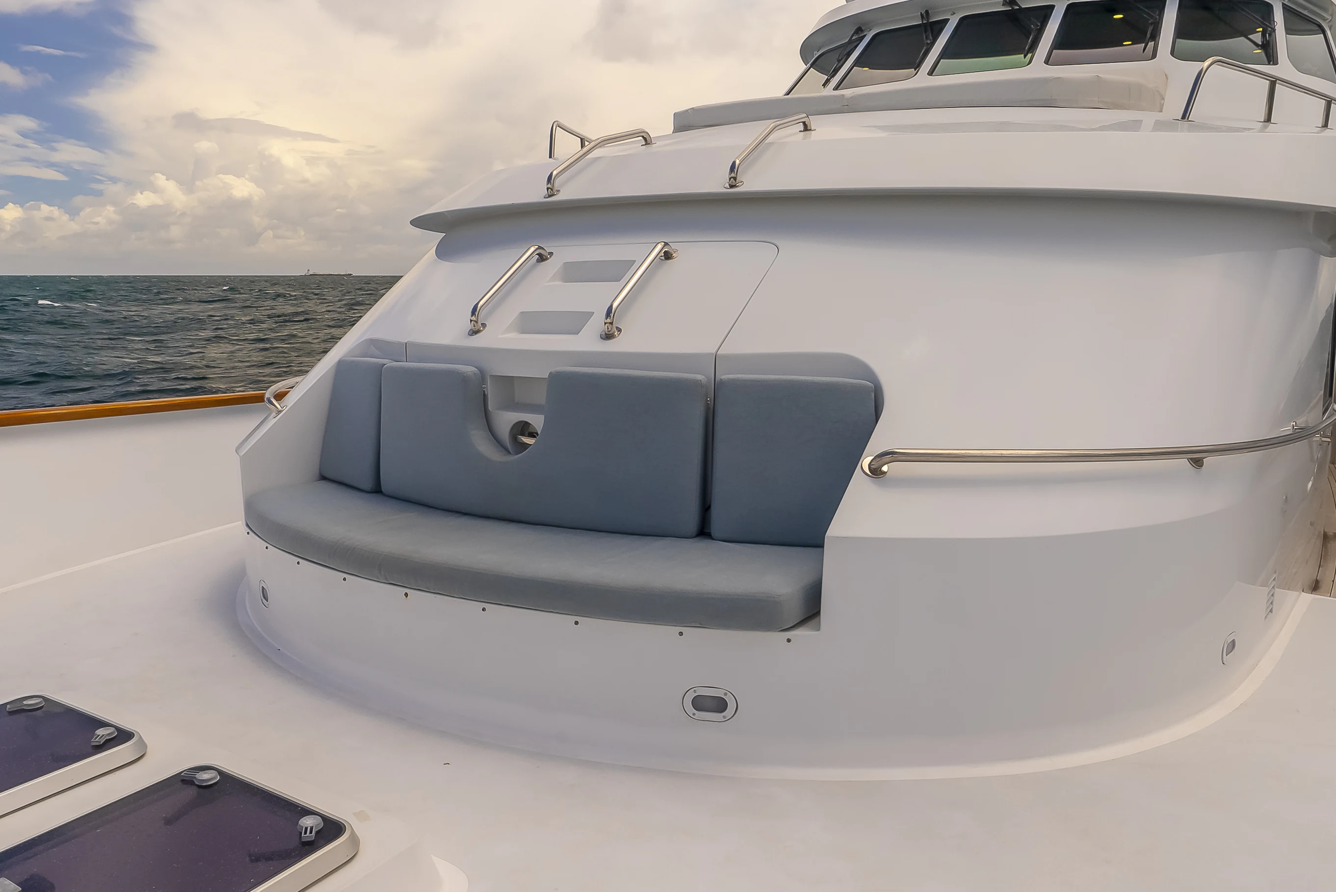 a white yacht on a boat aboard GALE WINDS Yacht for Charter