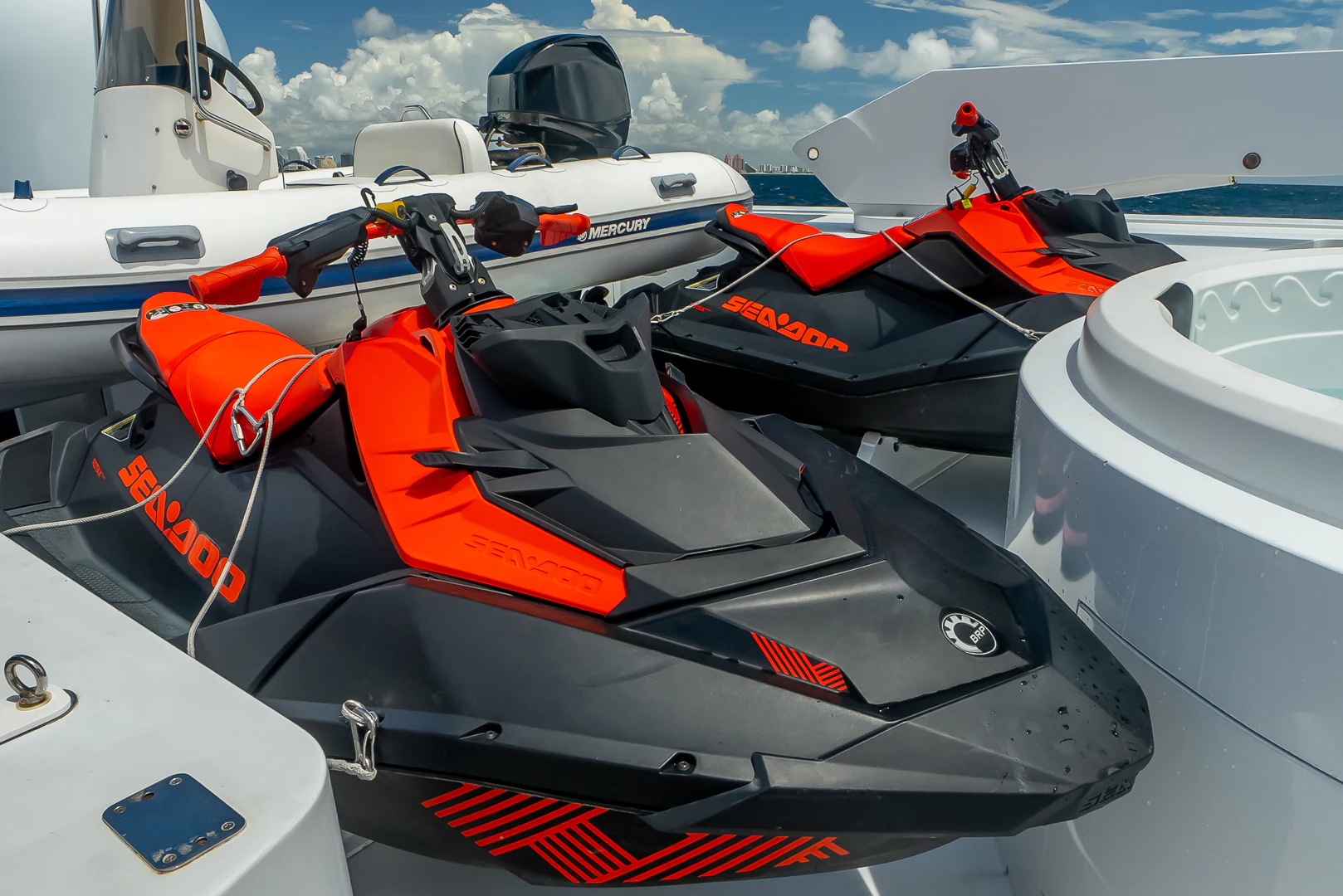 a boat with a motor aboard GALE WINDS Yacht for Charter