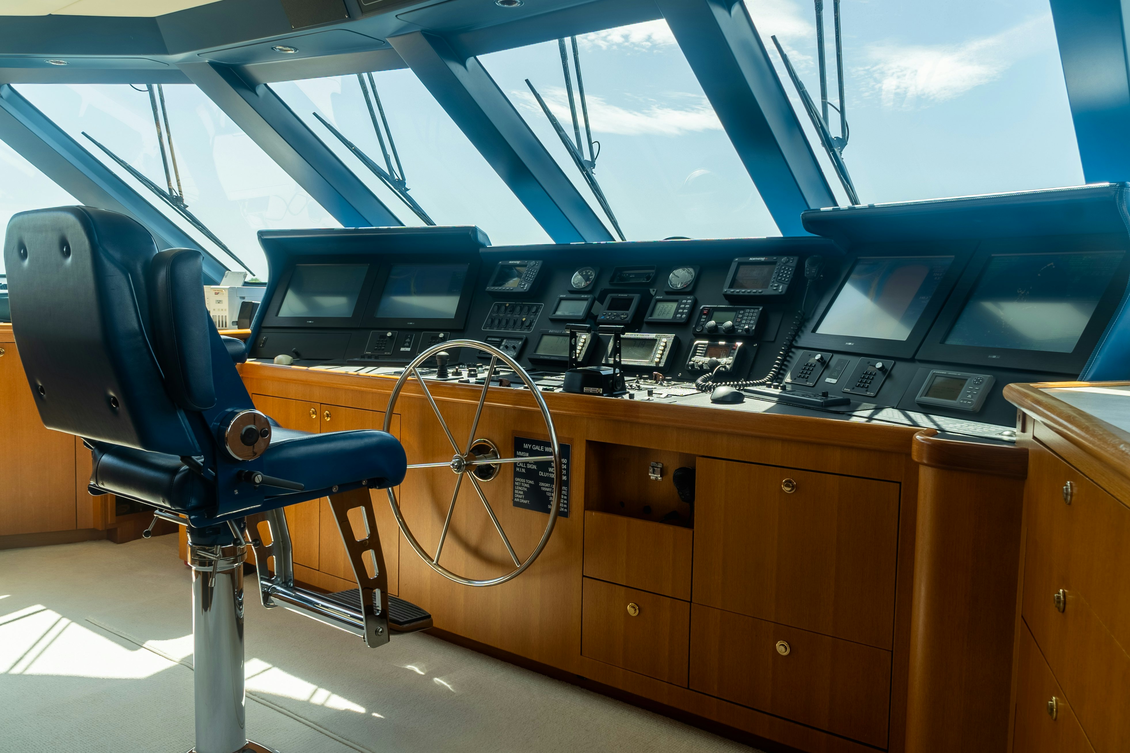 a chair in front of a desk aboard GALE WINDS Yacht for Sale