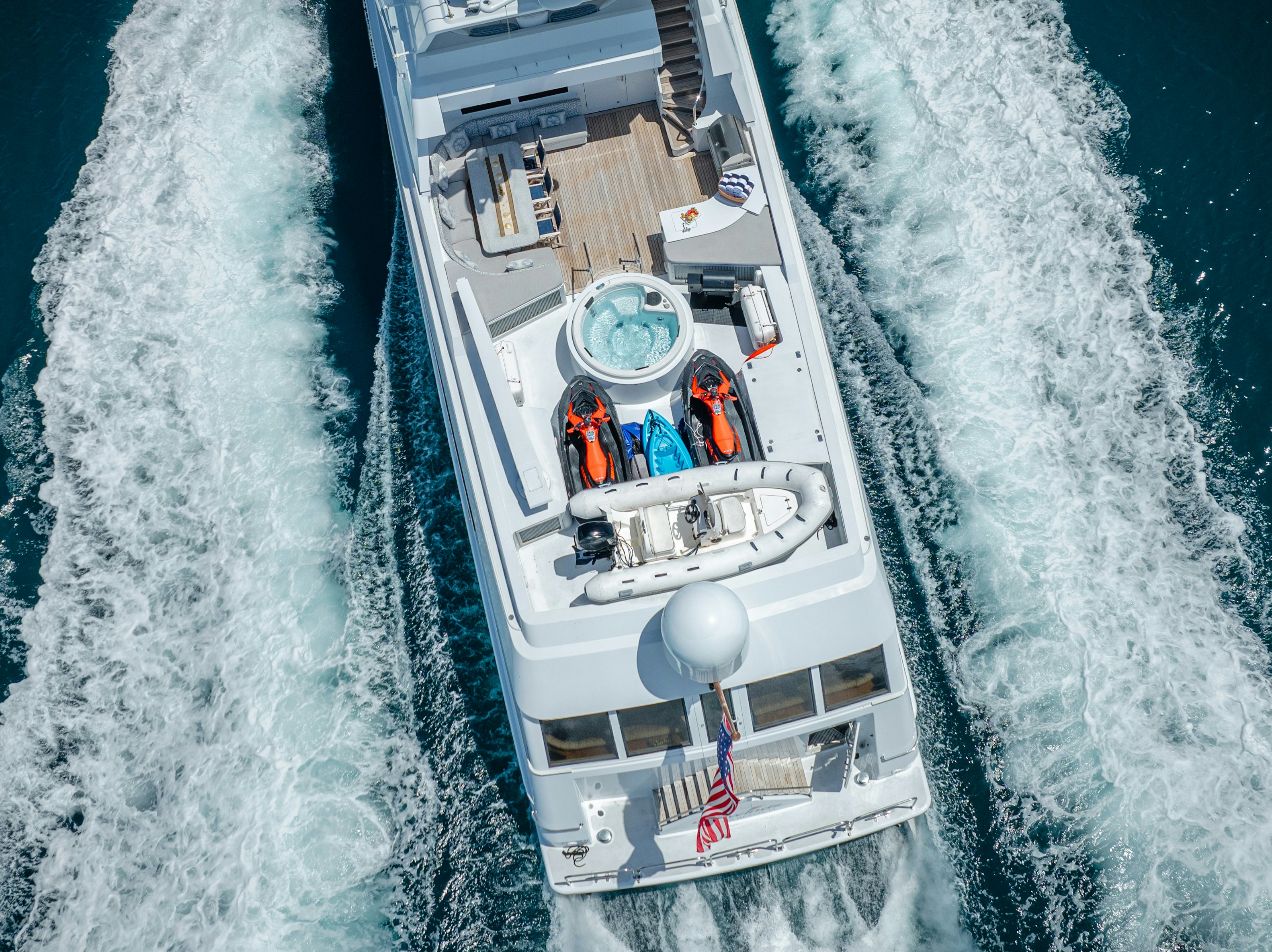 a high angle view of a ship aboard GALE WINDS Yacht for Sale