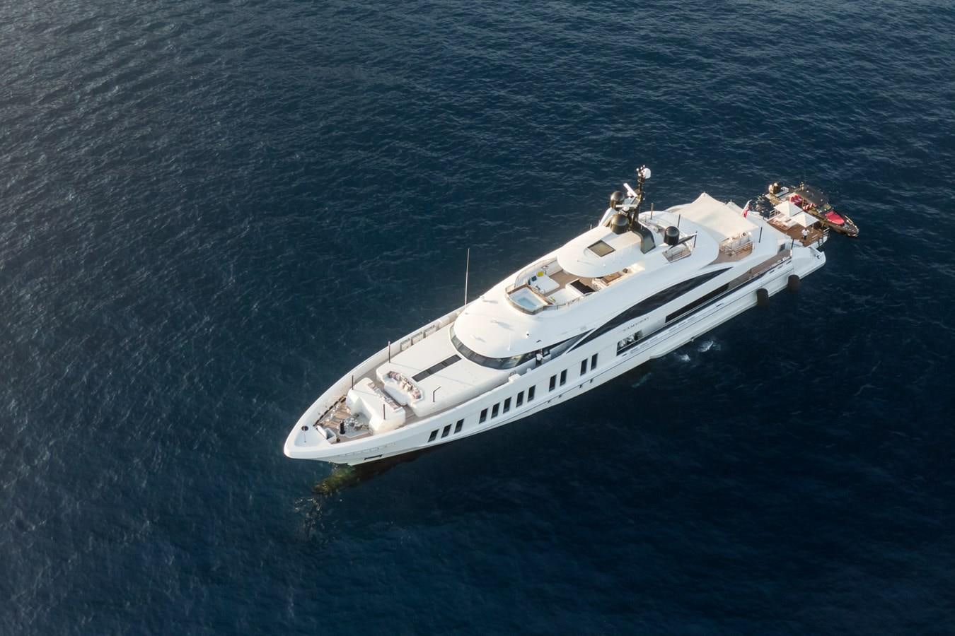 a white boat in the water aboard SAMURAI Yacht for Sale