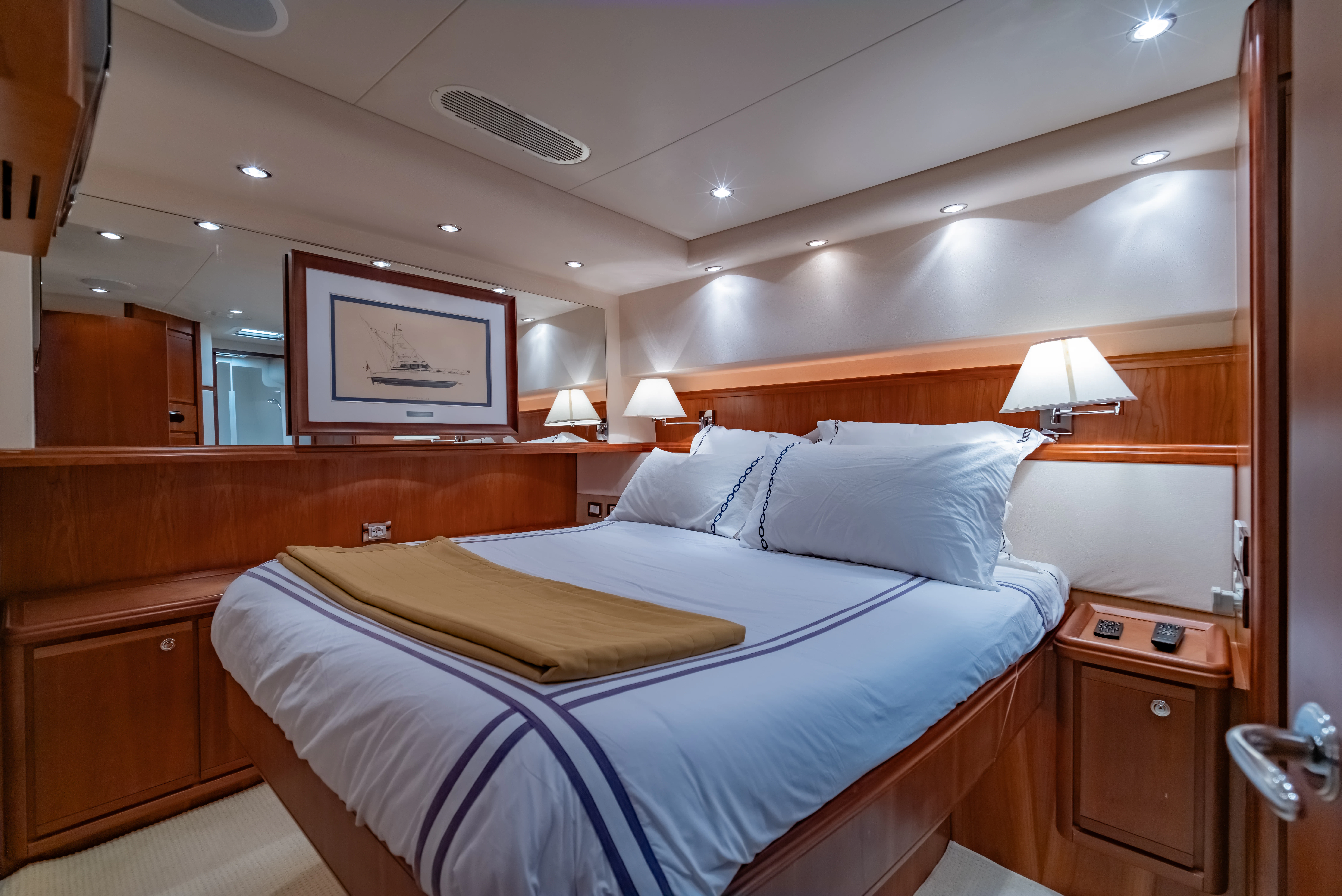 a room with two beds aboard ISAKINDOFMAGIC Yacht for Sale