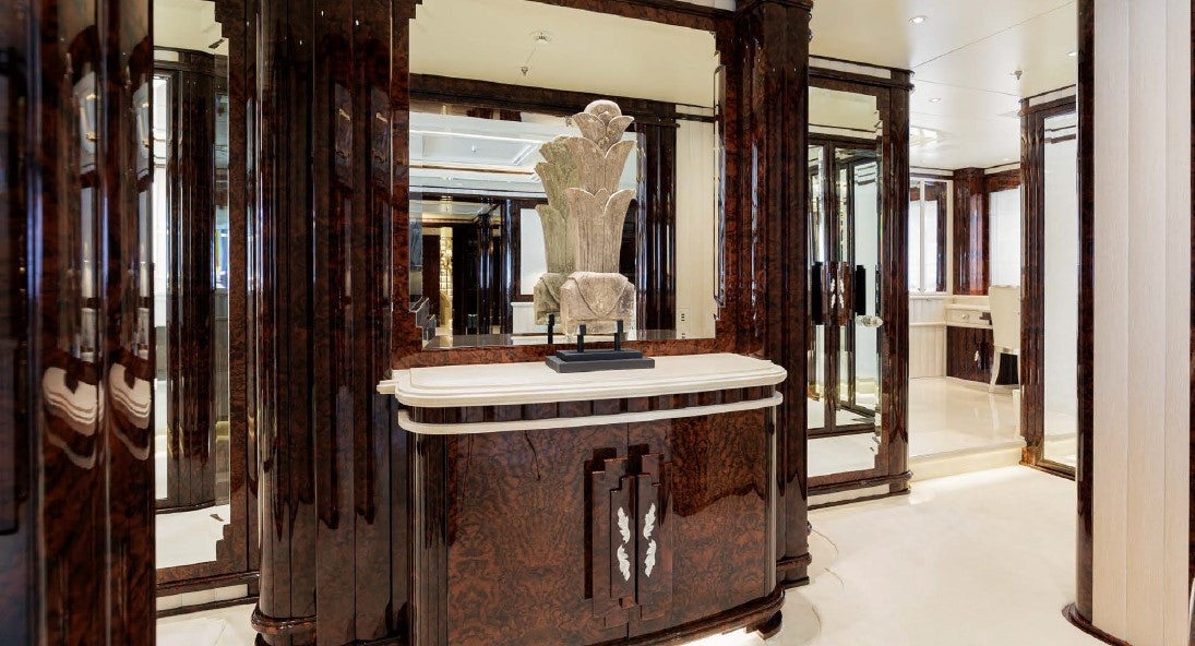 a bathroom with a marble counter aboard LIONESS V Yacht for Sale