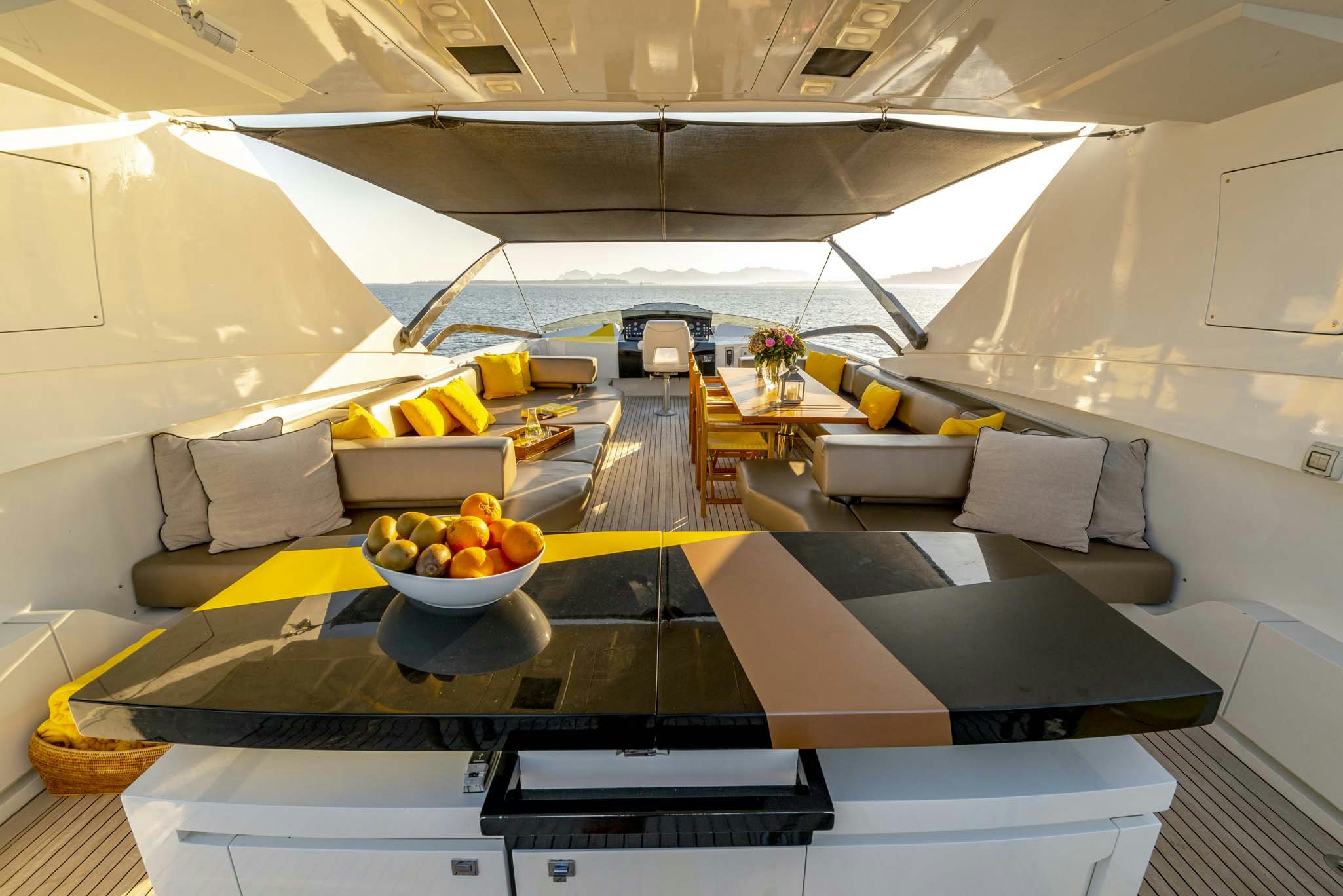 inside of a plane aboard QUANTUM Yacht for Charter