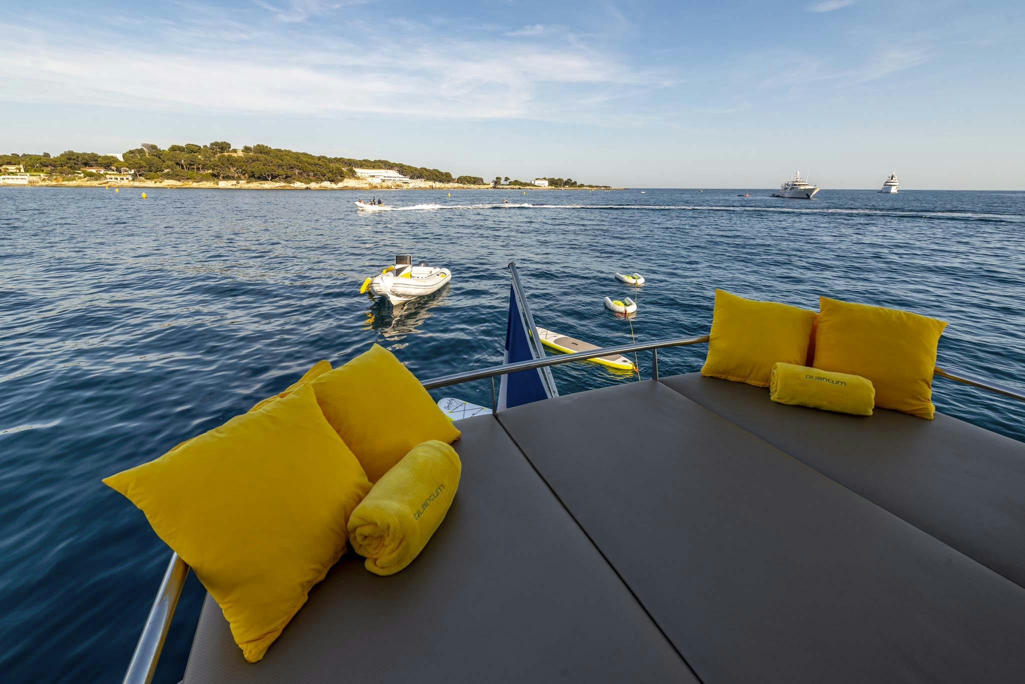 a boat on the water aboard QUANTUM Yacht for Charter