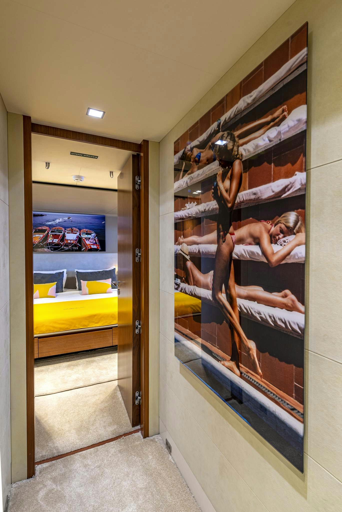 a person in a room aboard QUANTUM Yacht for Charter