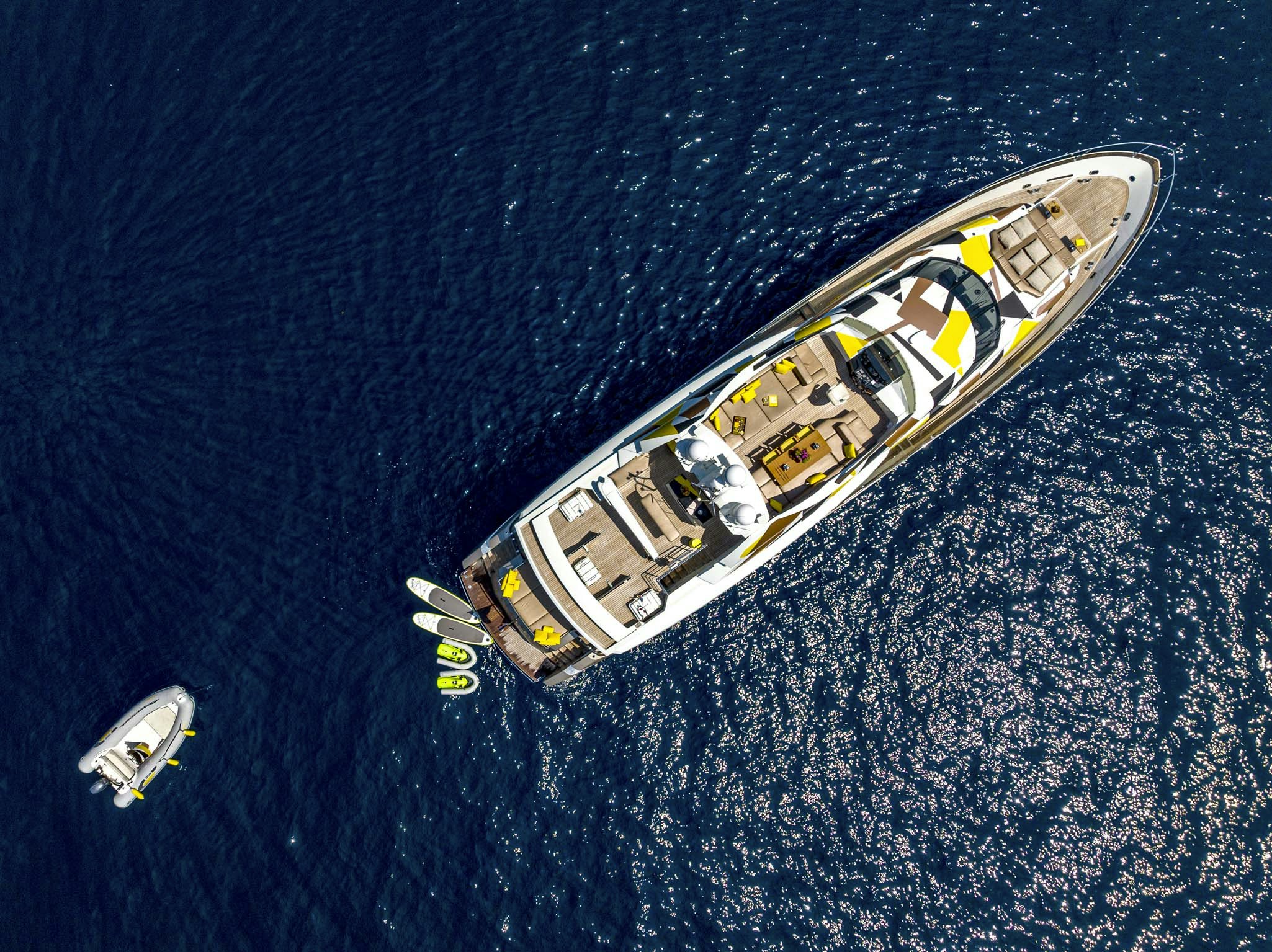 a satellite in space aboard QUANTUM Yacht for Sale