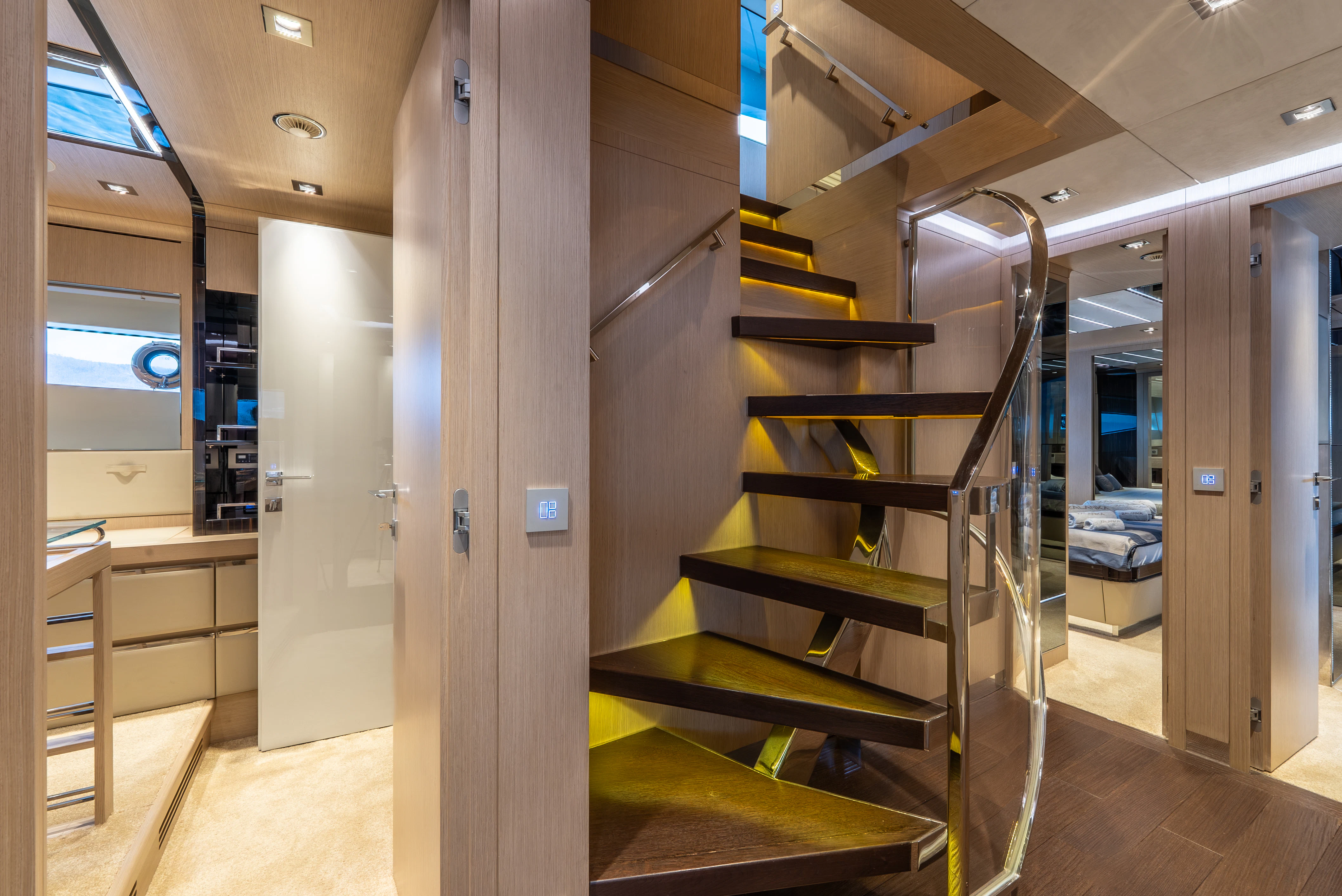 a room with a bunk bed and a bed aboard ZALANKA Yacht for Sale