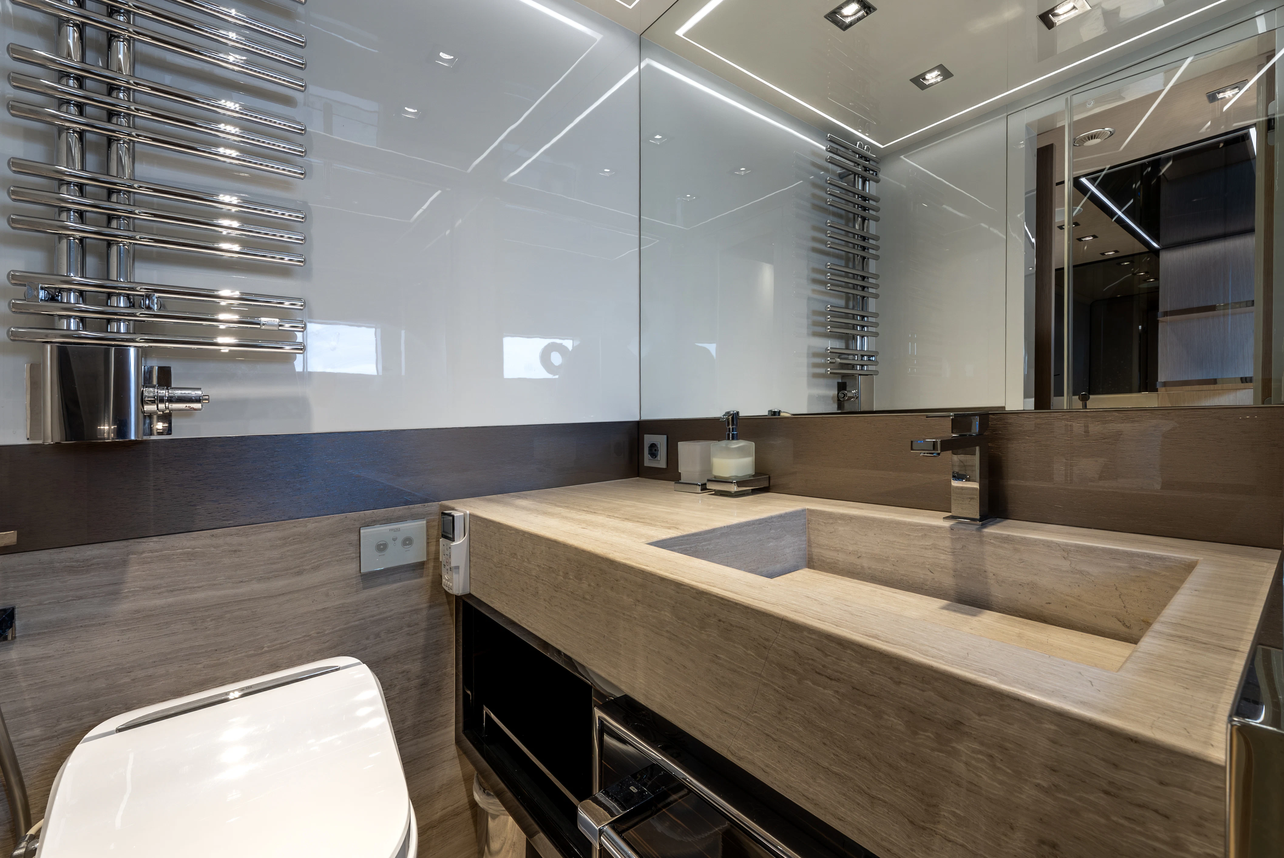 a large bathroom with a large countertop aboard ZALANKA Yacht for Sale