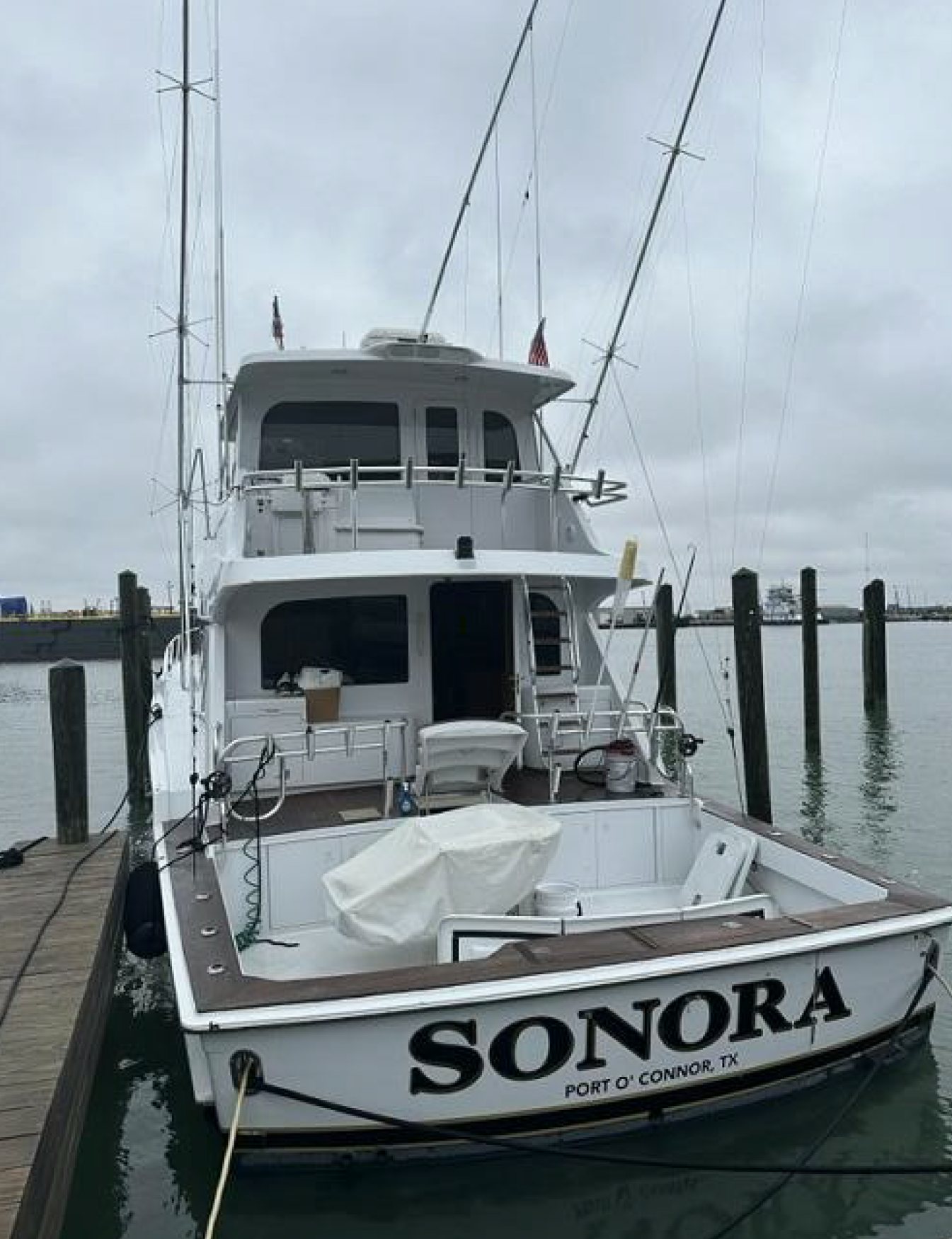 a boat docked at a pier aboard SONORA Yacht for Sale