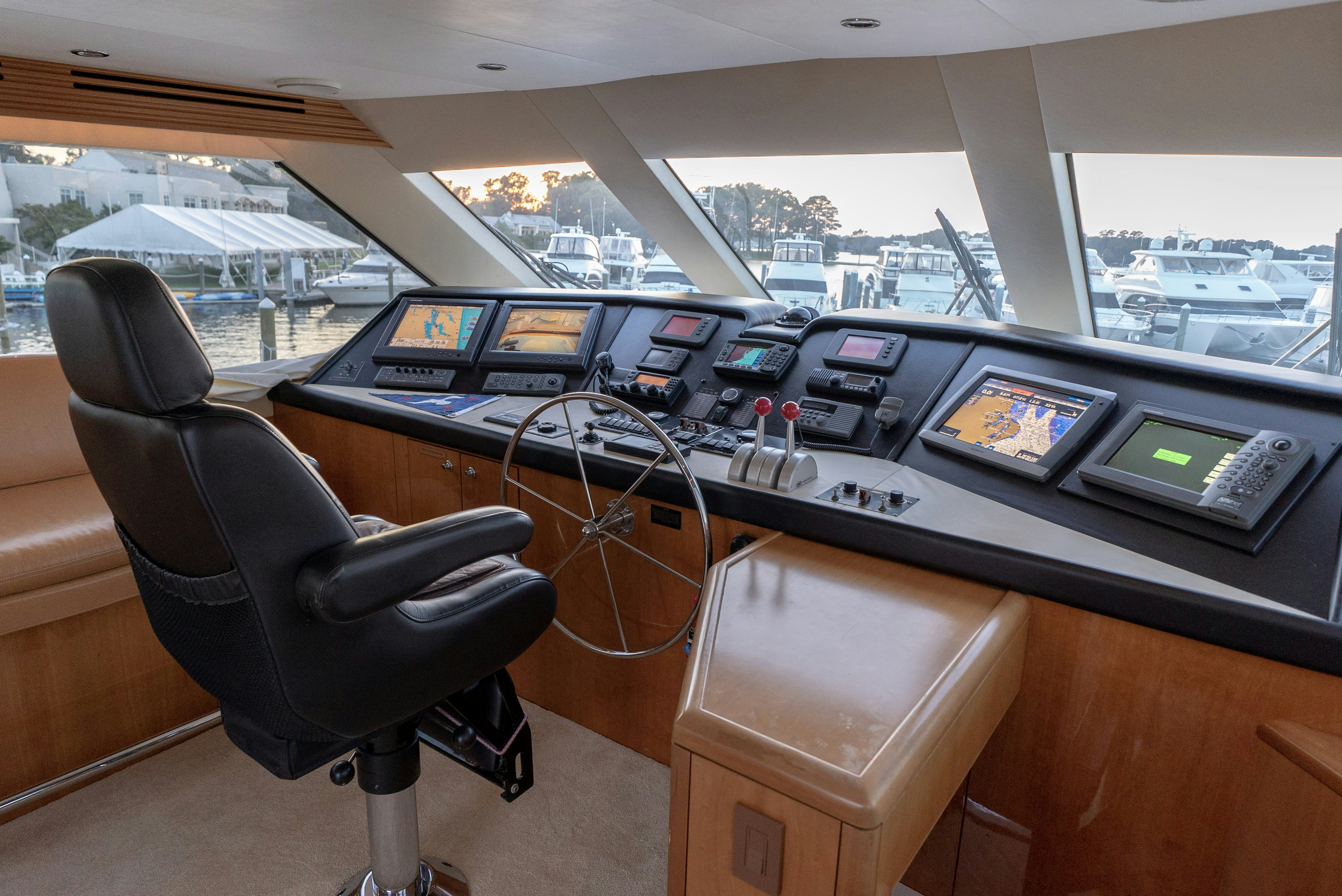 a room with many computers and monitors aboard SONORA Yacht for Sale