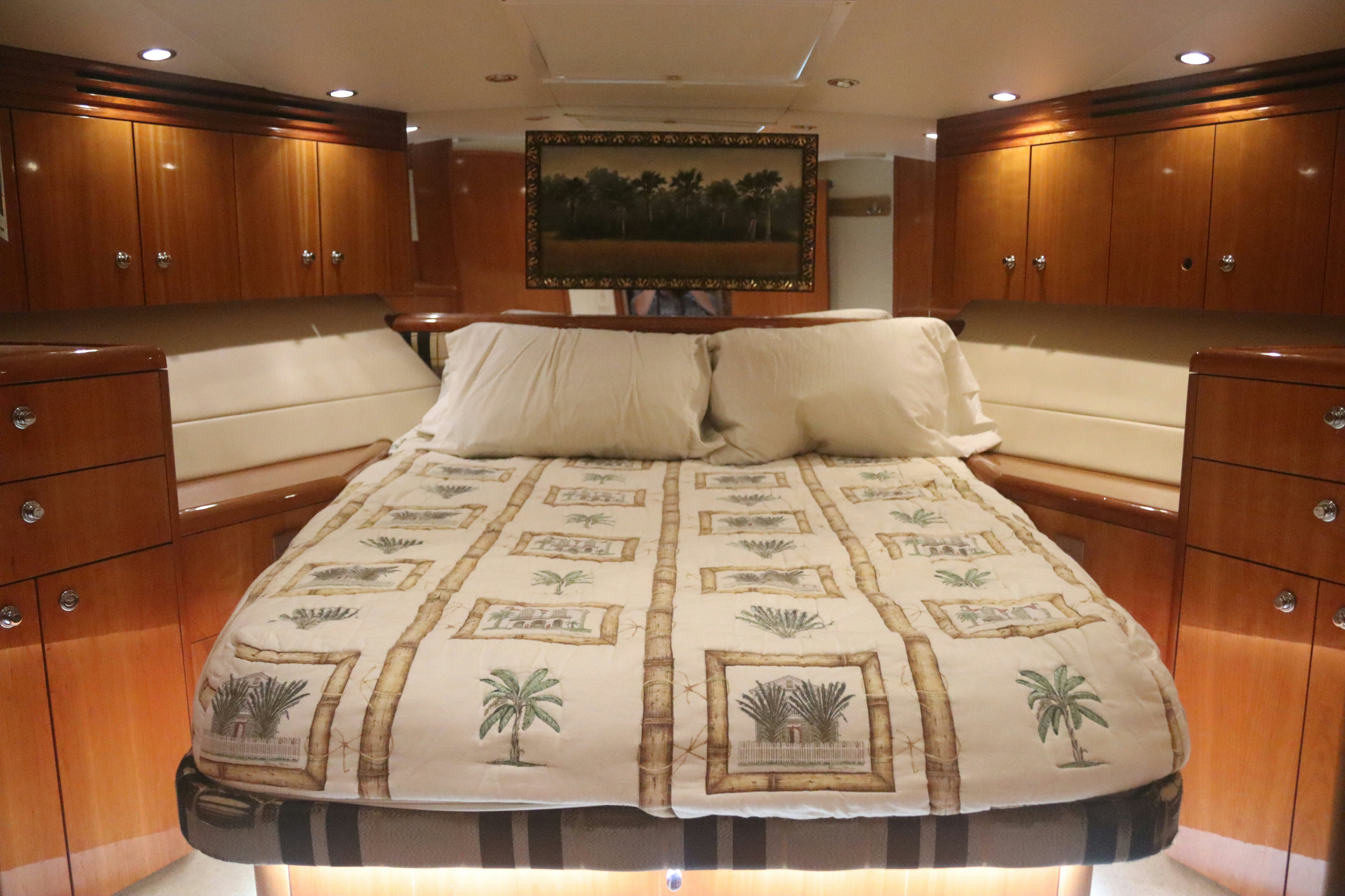 a bed in a room aboard SONORA Yacht for Sale