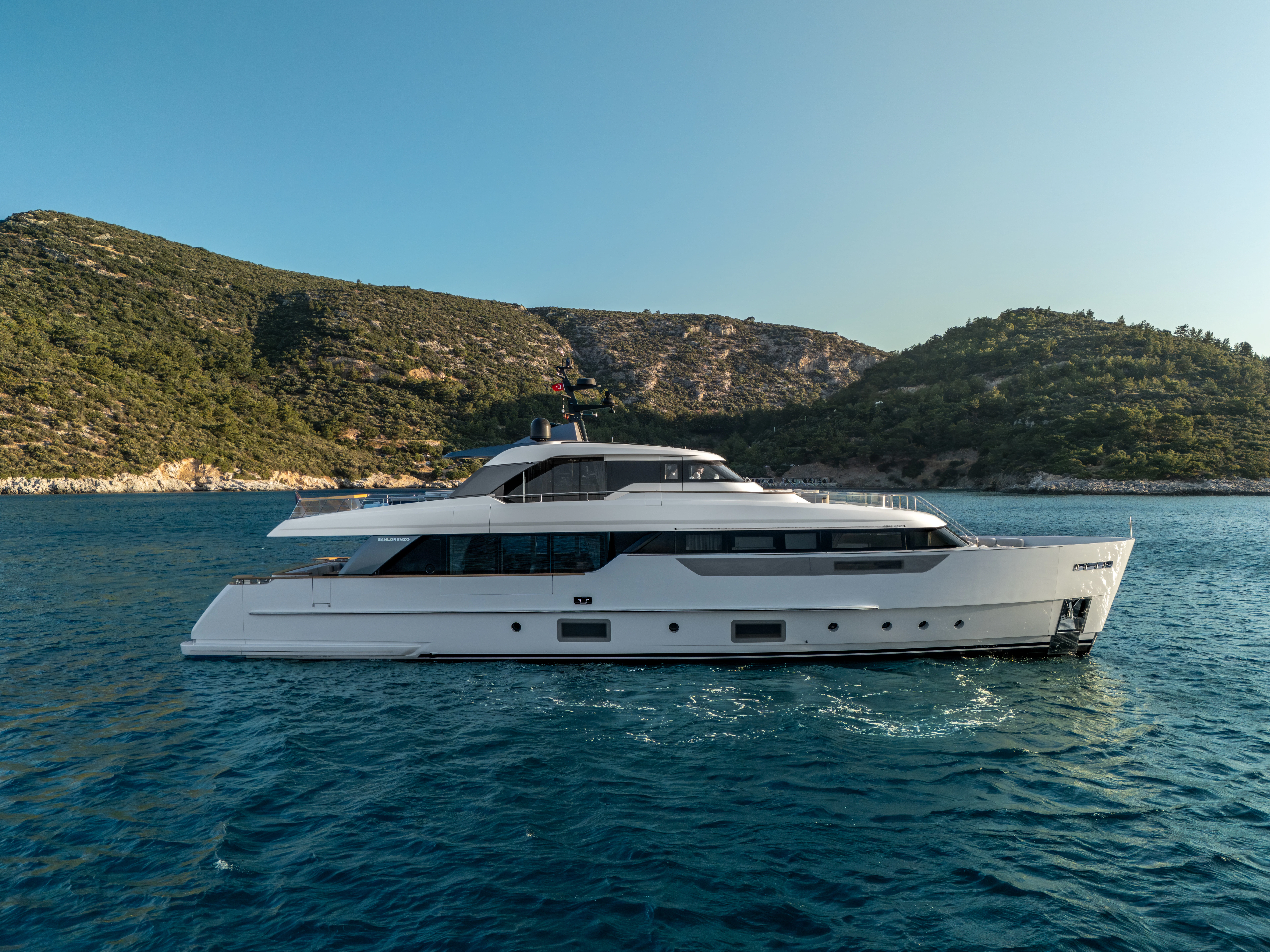 a boat on the water aboard AISHA Yacht for Sale