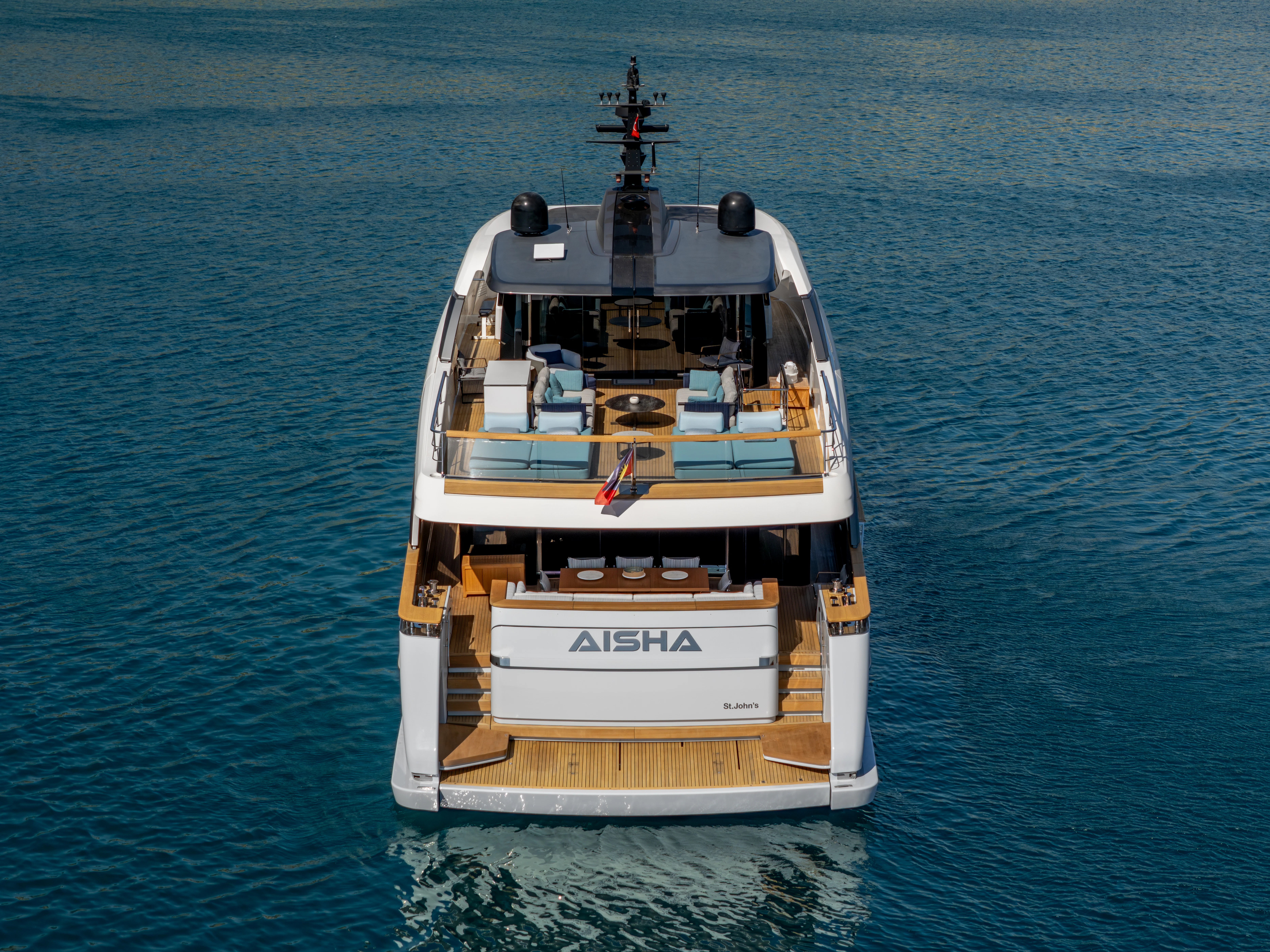 a boat on the water aboard AISHA Yacht for Sale