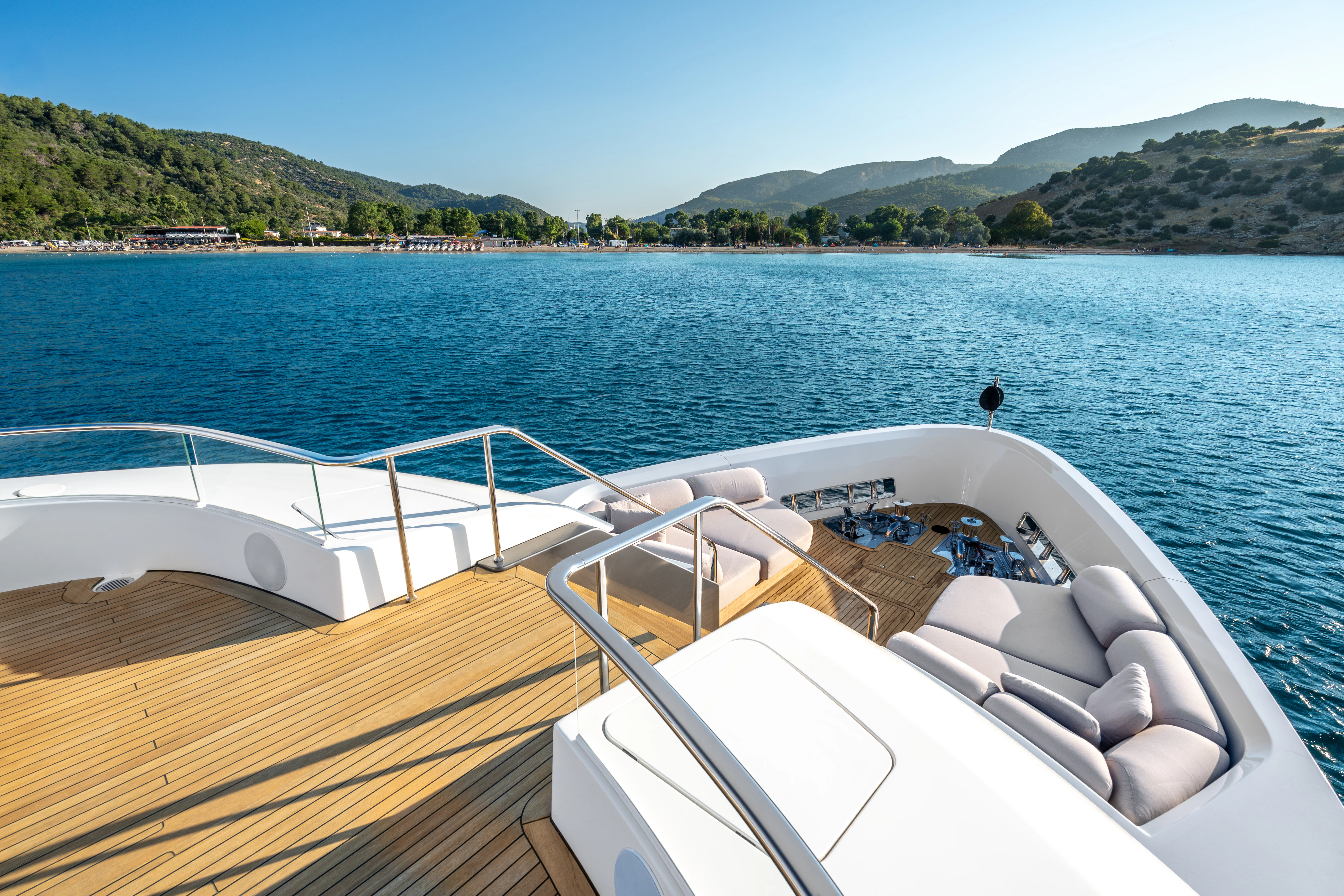 a boat on the water aboard AISHA Yacht for Sale