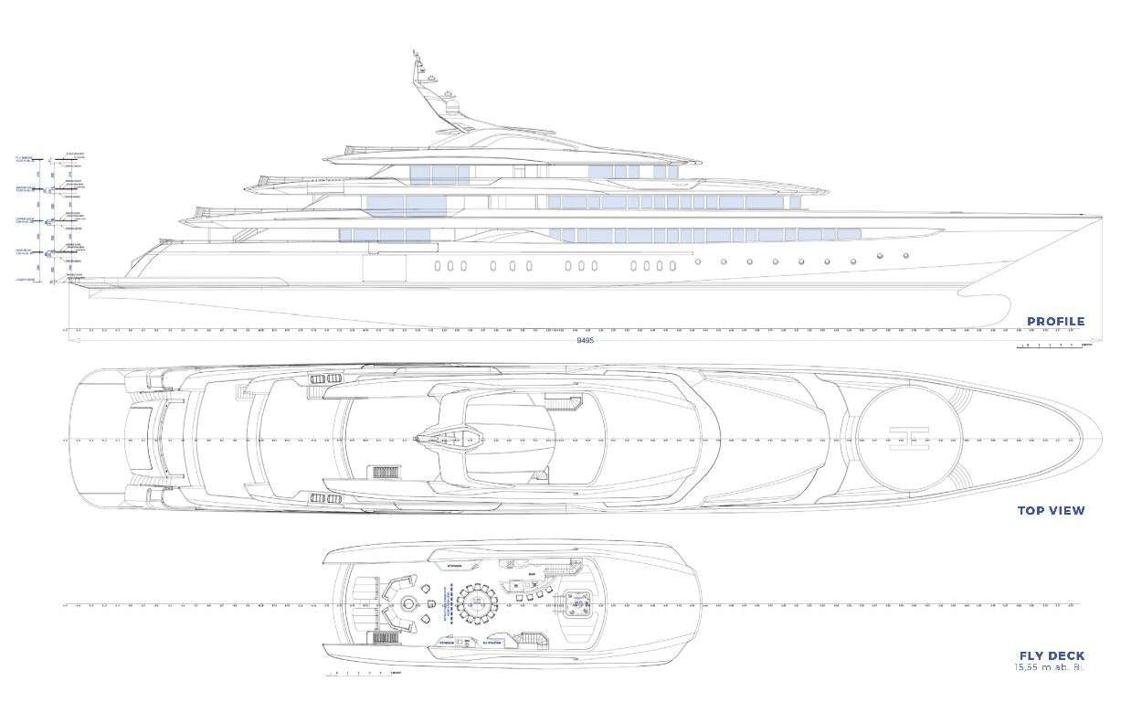 diagram, engineering drawing aboard O'PARI Yacht for Charter