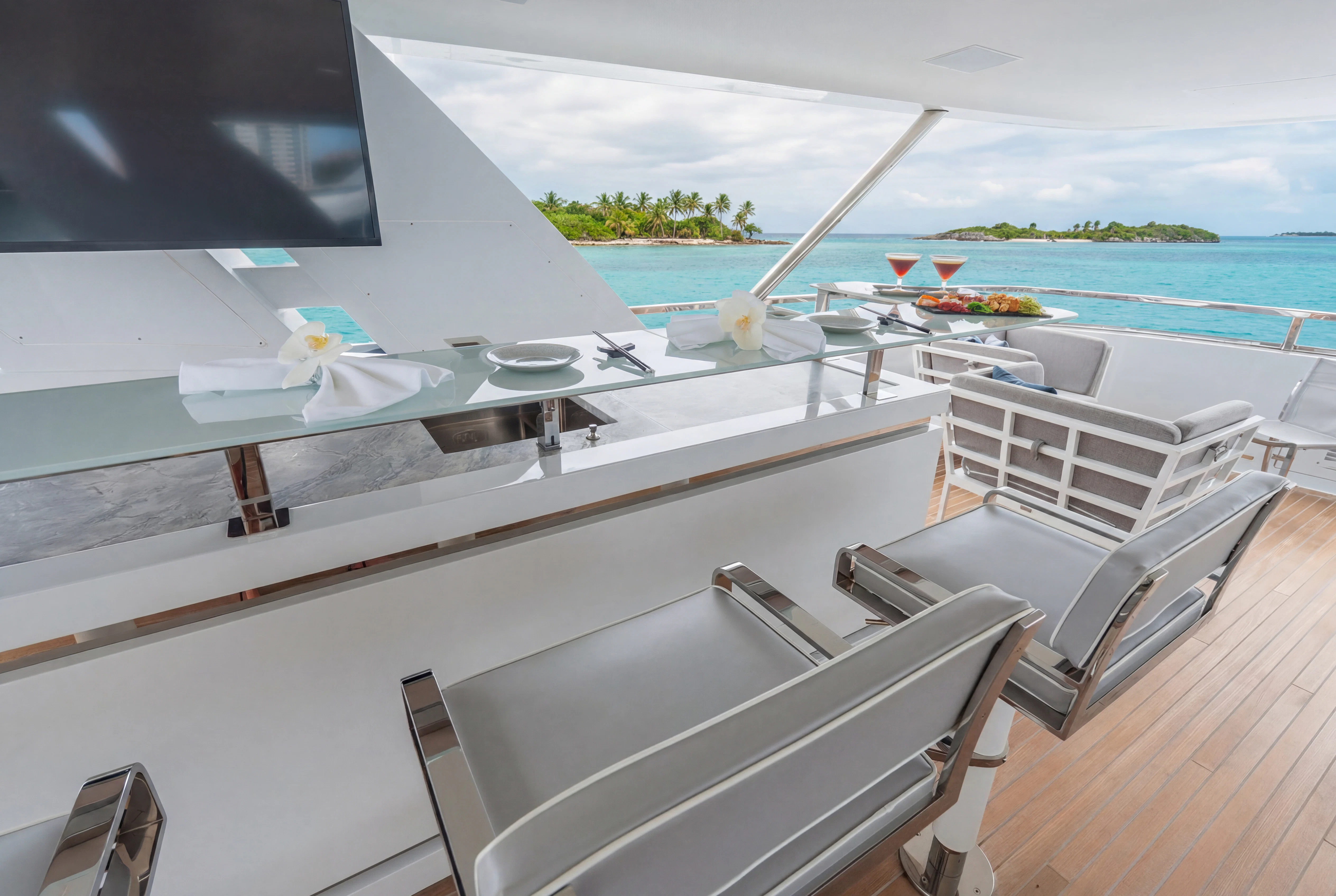 a boat on the water aboard 'H Yacht for Charter