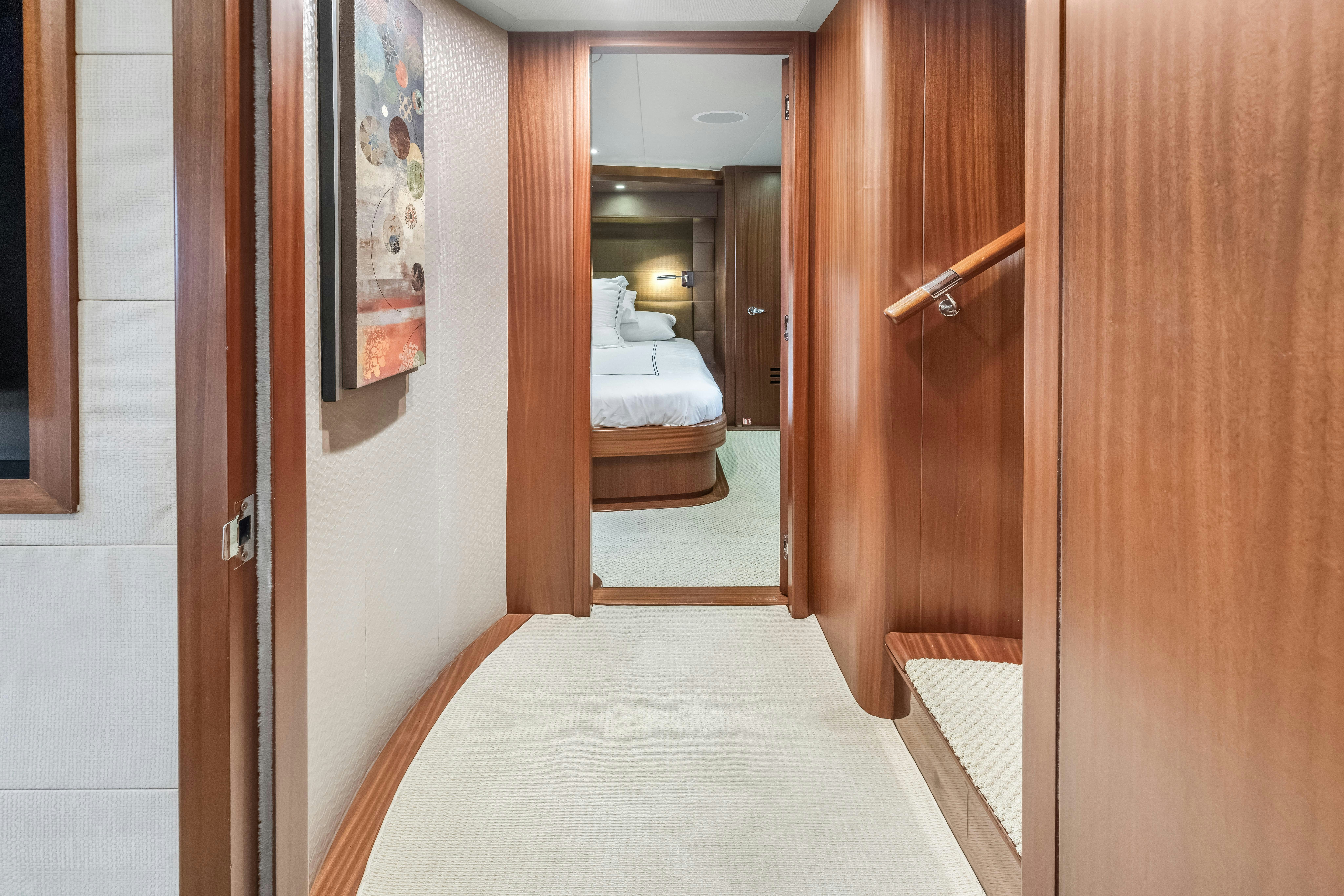 a hotel room with a bed aboard AURORA Yacht for Sale