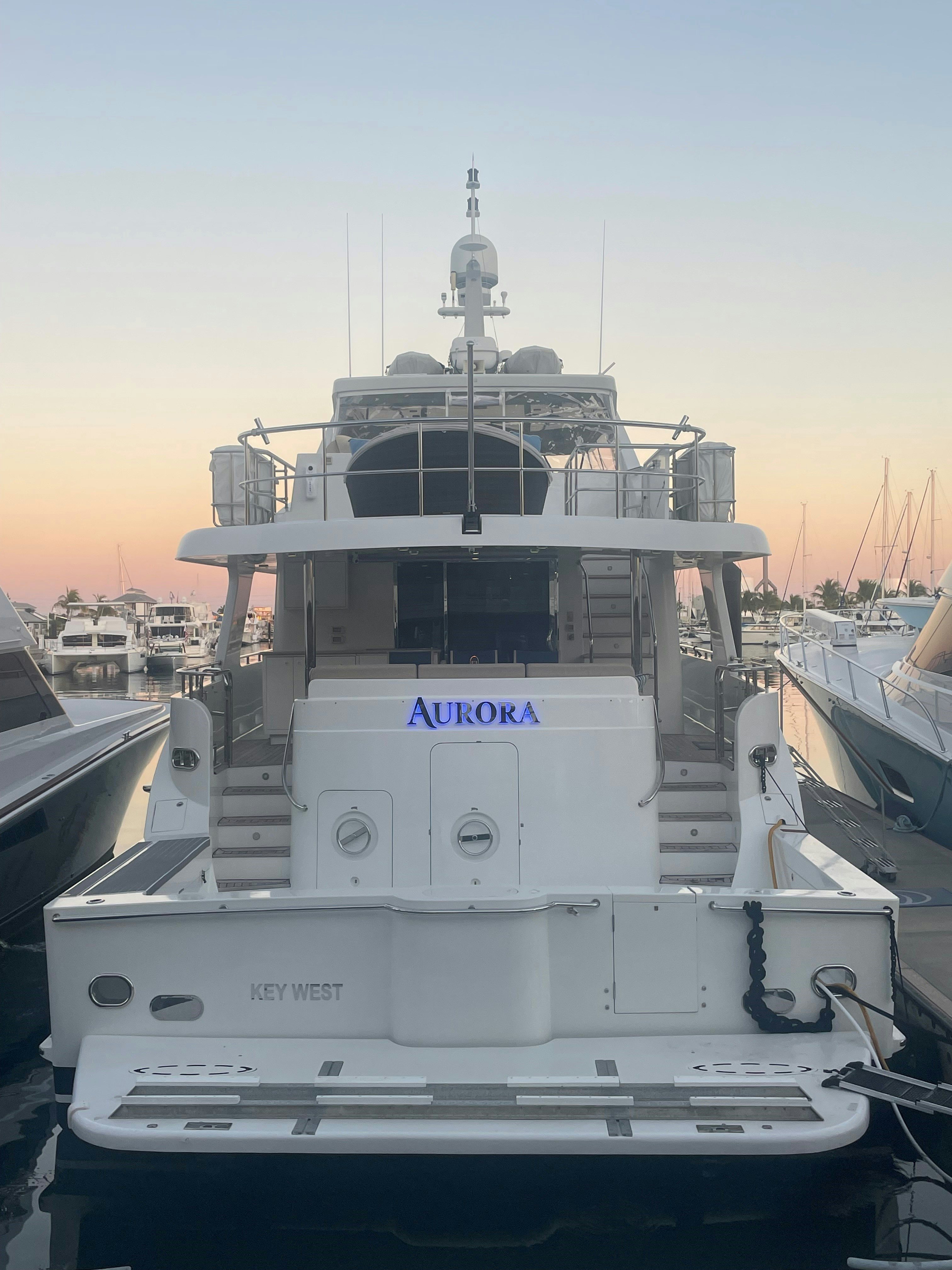 a large white boat aboard AURORA Yacht for Sale