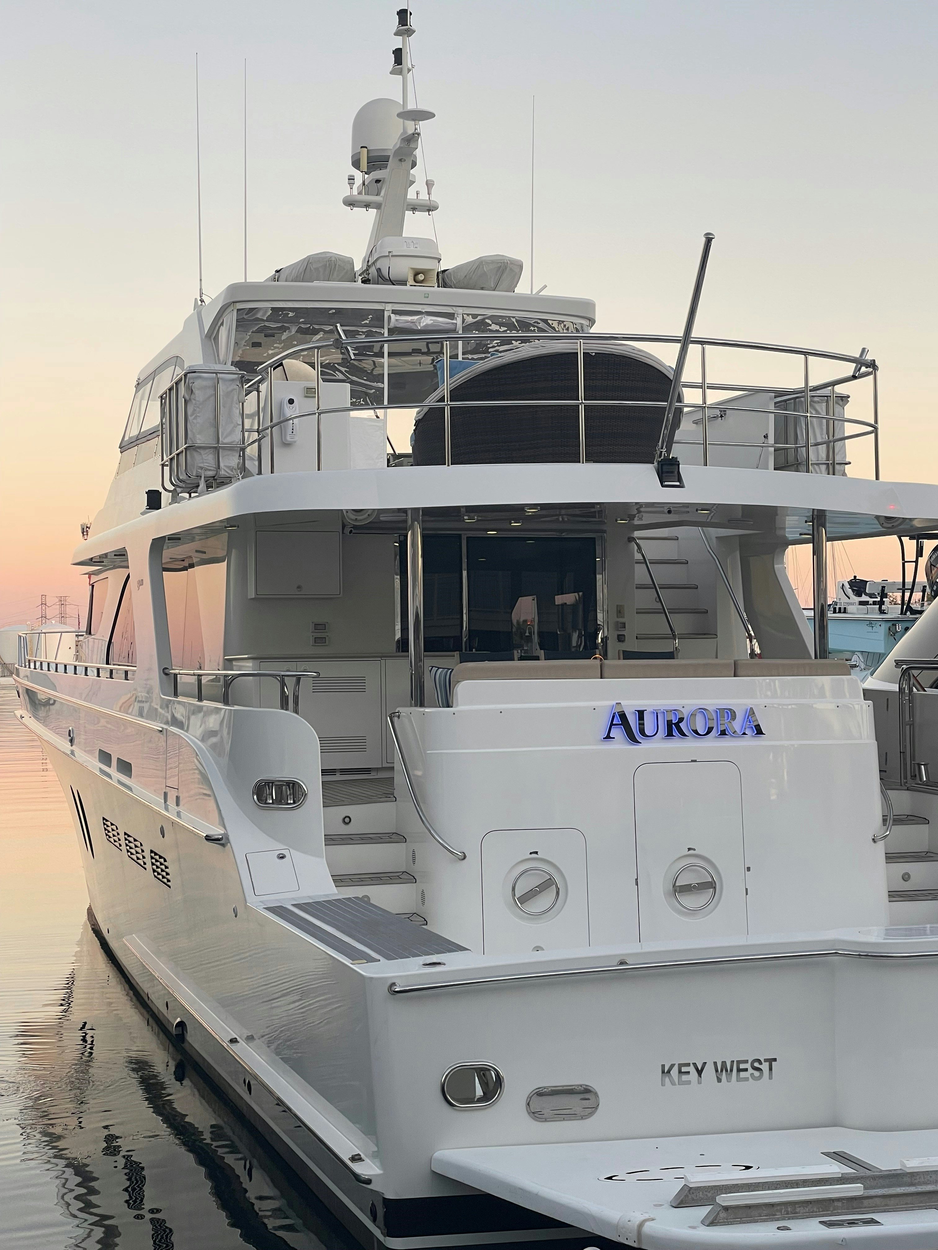 a large white boat aboard AURORA Yacht for Sale