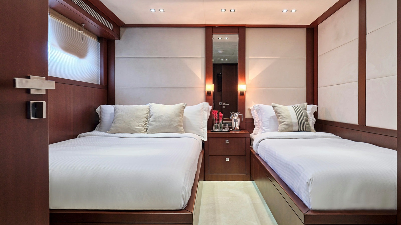 a room with two beds aboard SANJANA Yacht for Charter