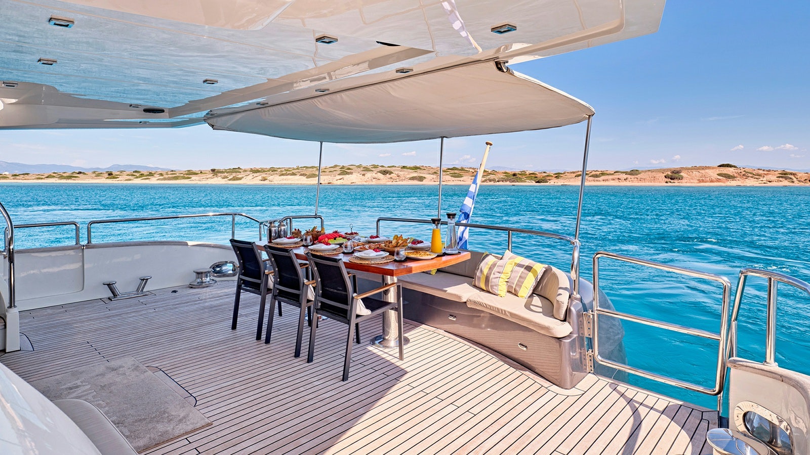 a boat on a deck aboard SANJANA Yacht for Charter