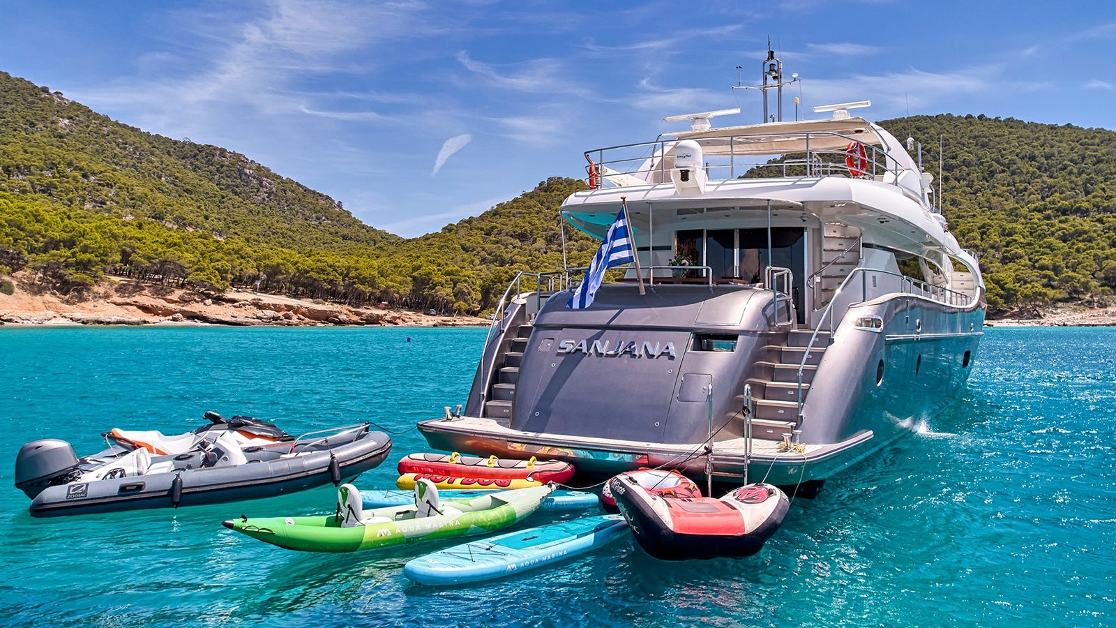 a boat on the water aboard SANJANA Yacht for Charter
