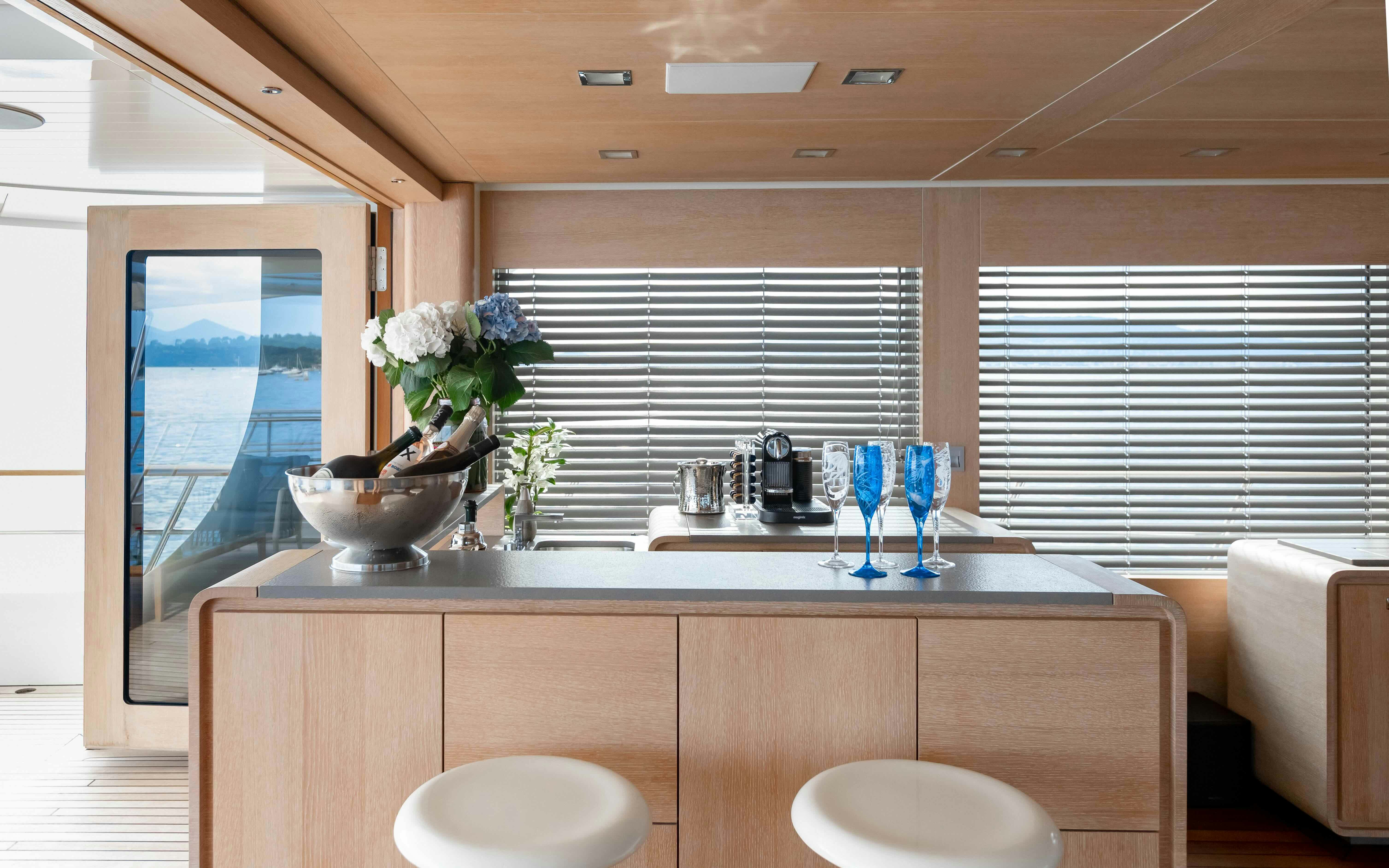 a kitchen with a sink and cabinets aboard ROBBIE BOBBY Yacht for Sale