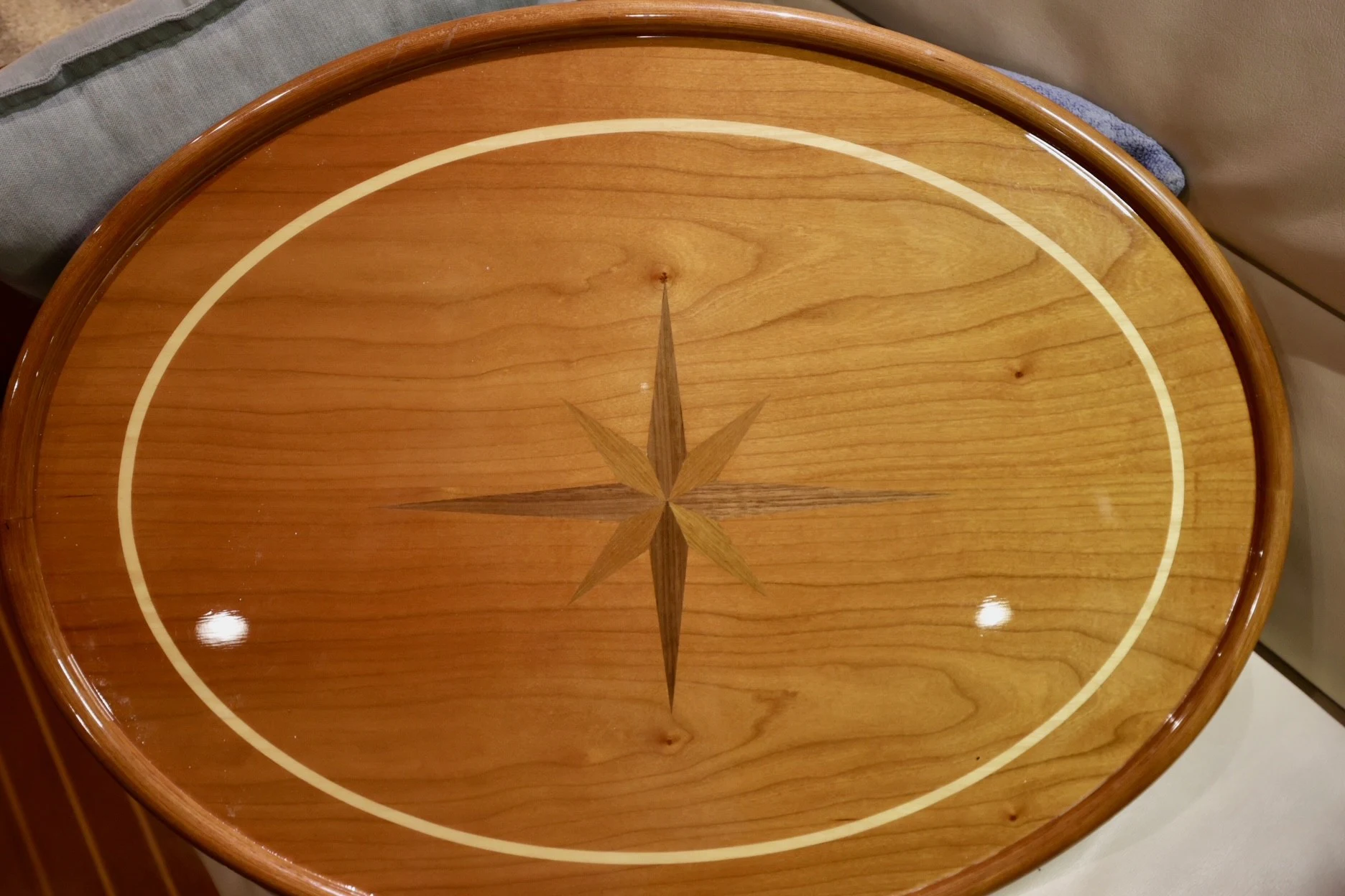 a circular object with a design on it aboard SAUCY FOX Yacht for Sale