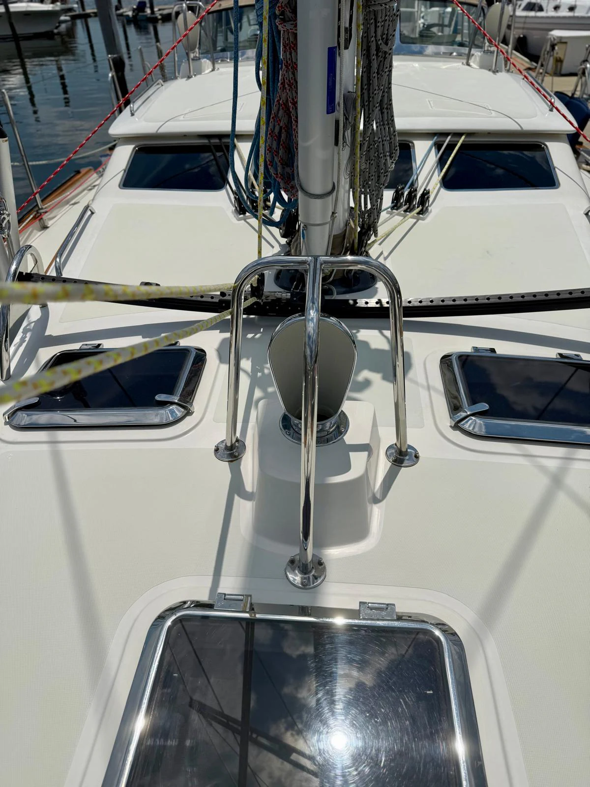 the front of a boat aboard SAUCY FOX Yacht for Sale