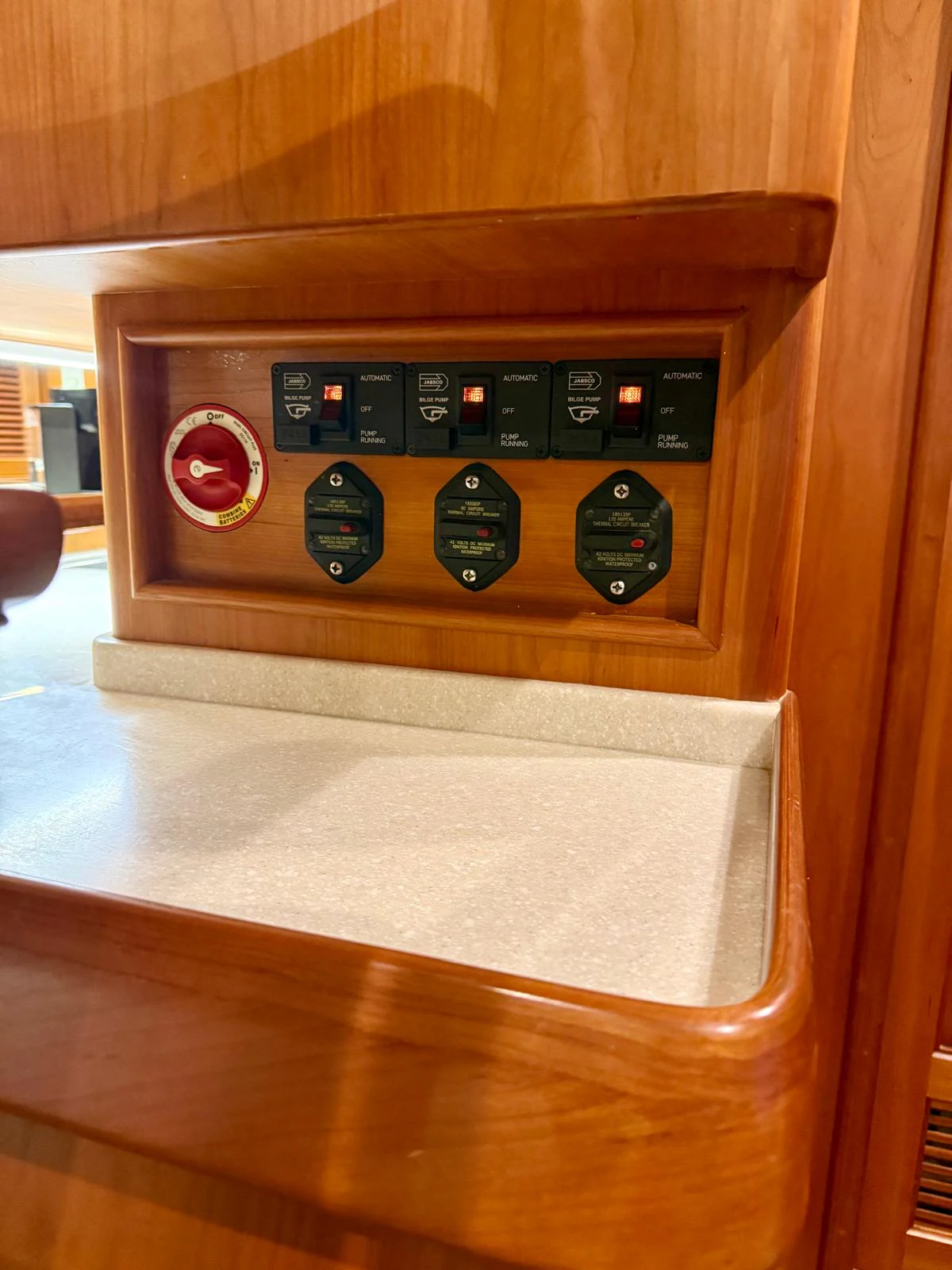 a wooden box with a green label aboard SAUCY FOX Yacht for Sale