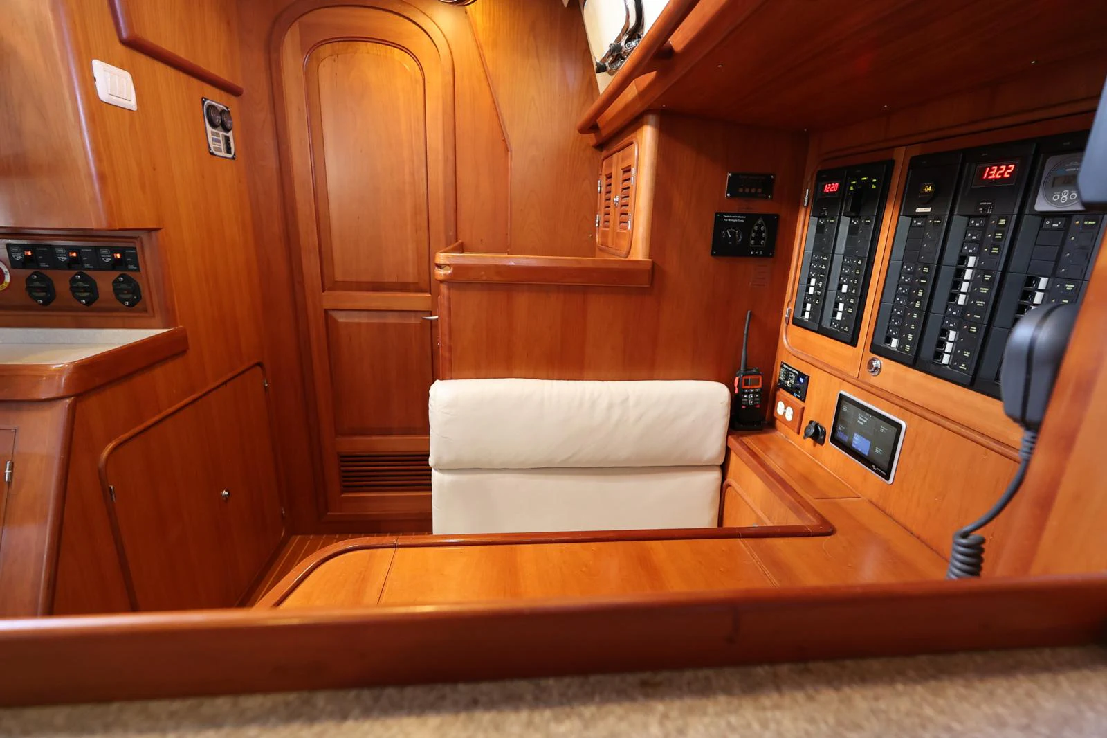 a room with a bed and a microwave aboard SAUCY FOX Yacht for Sale