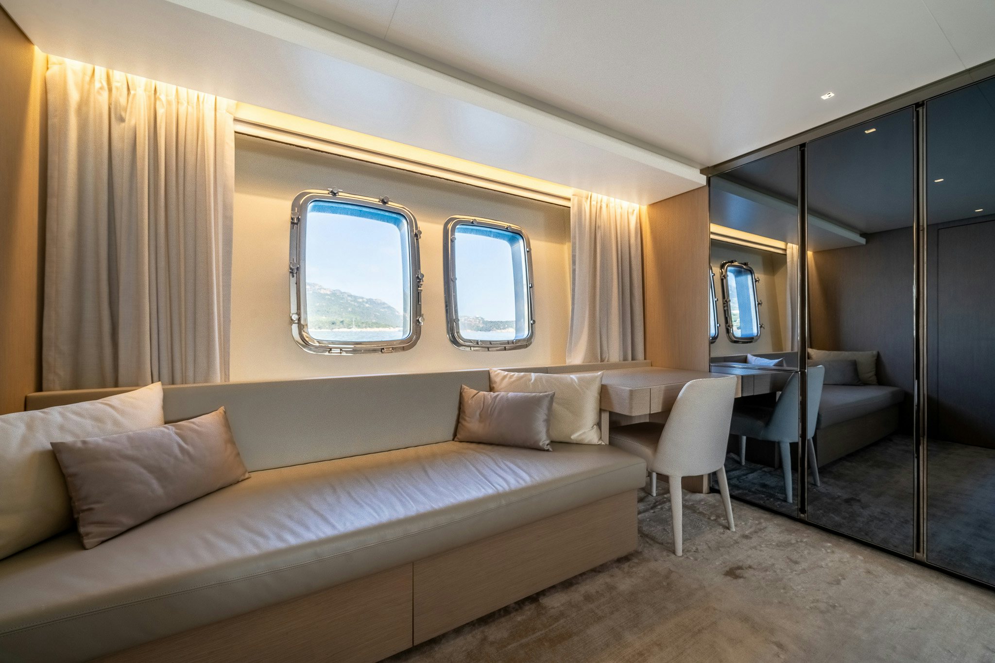a bed in a room aboard BLUE ANGEL Yacht for Sale