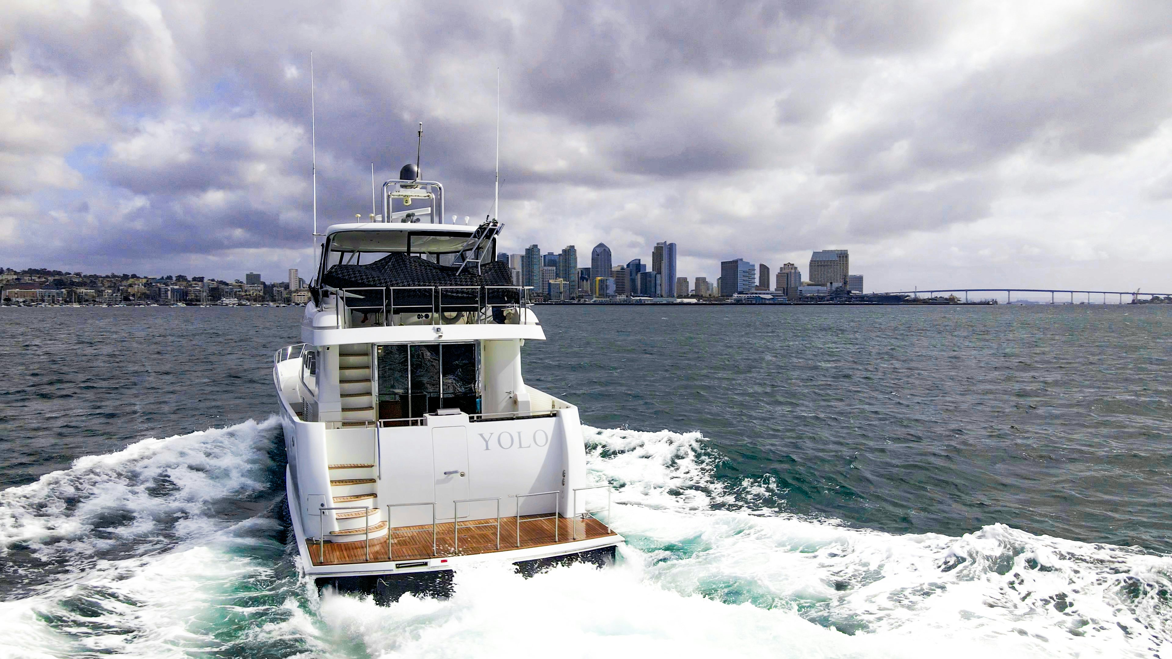 a boat in the water aboard YOLO Yacht for Sale
