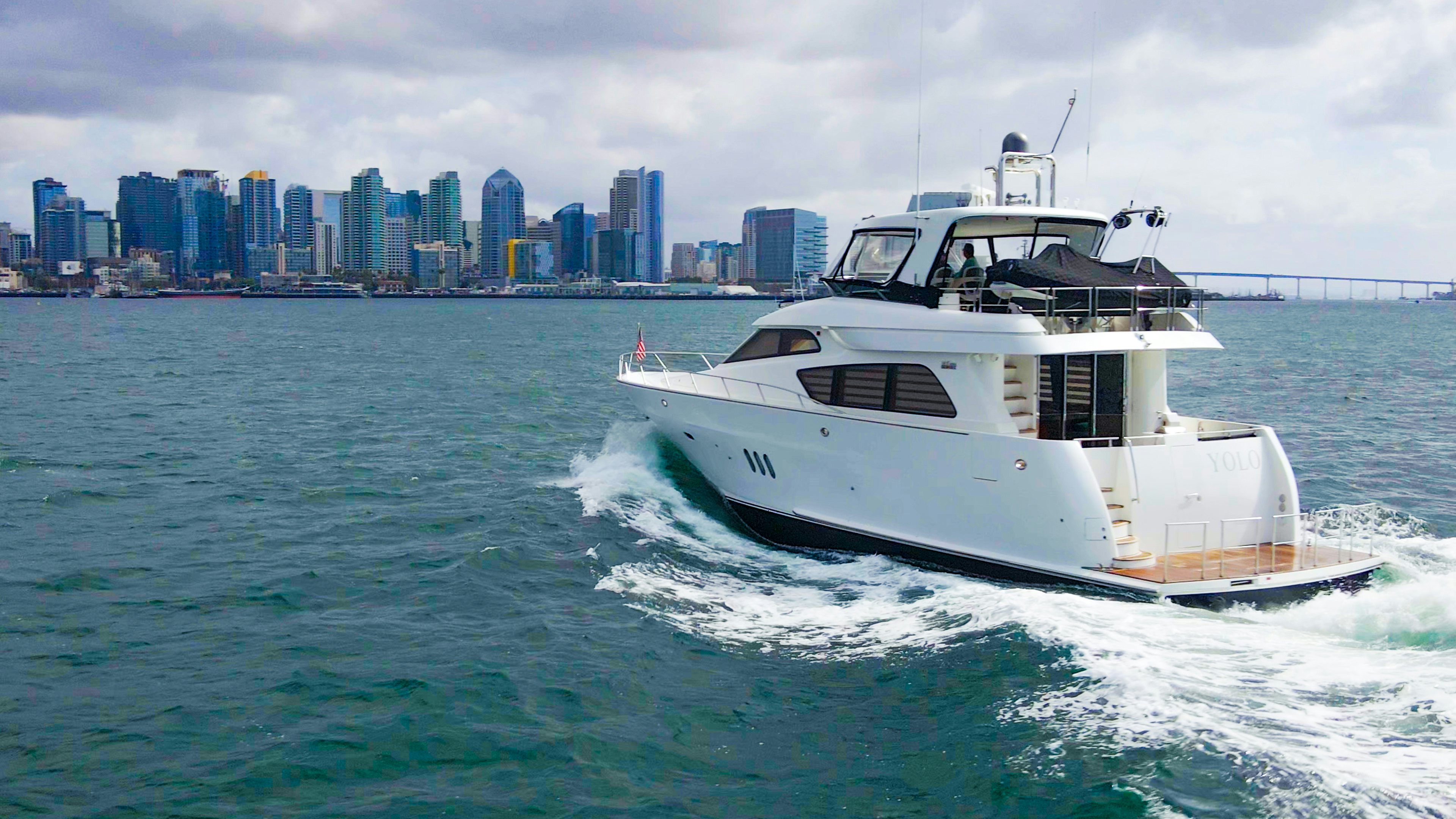 a boat on the water aboard YOLO Yacht for Sale
