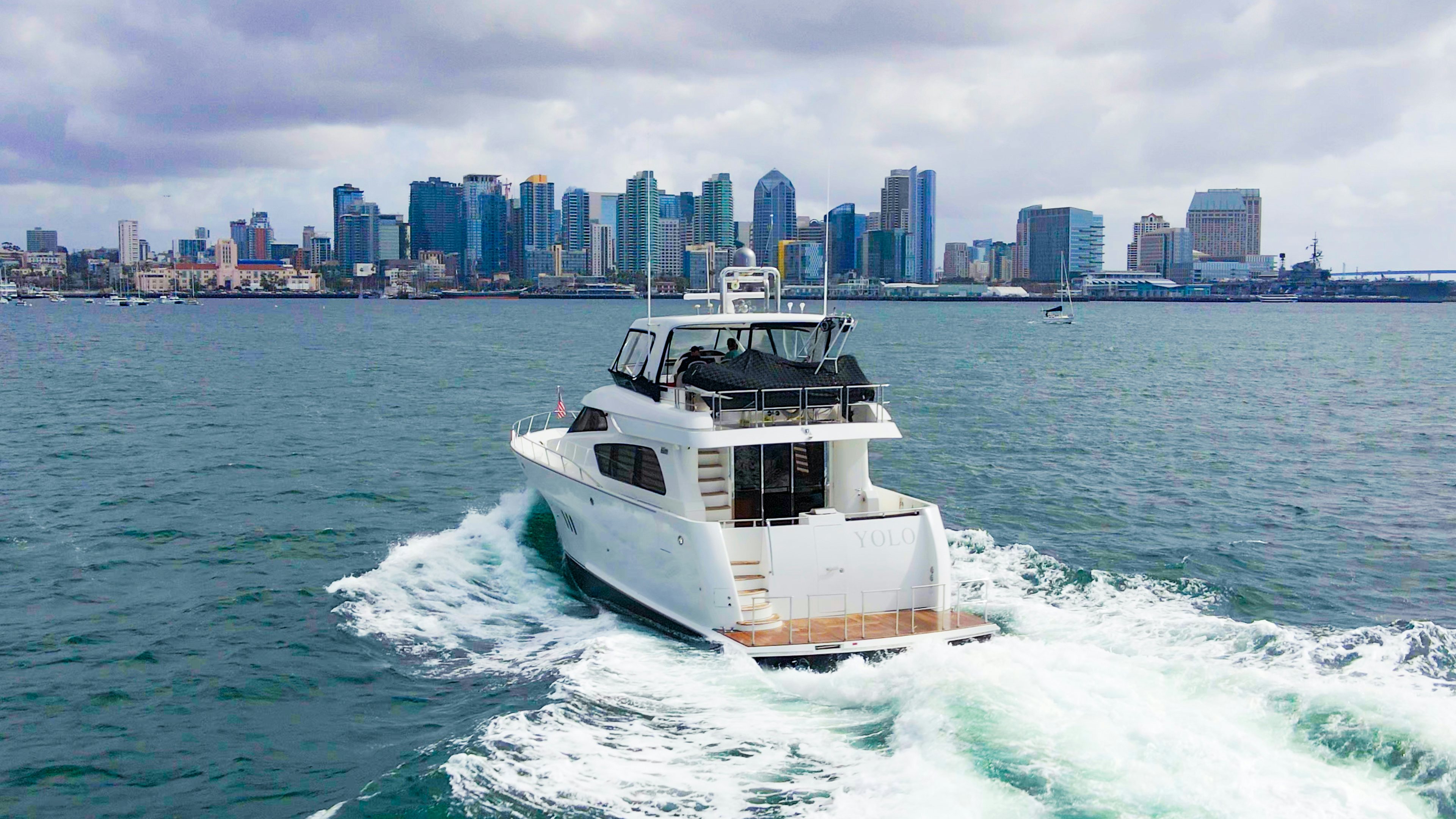 a boat on the water aboard YOLO Yacht for Sale