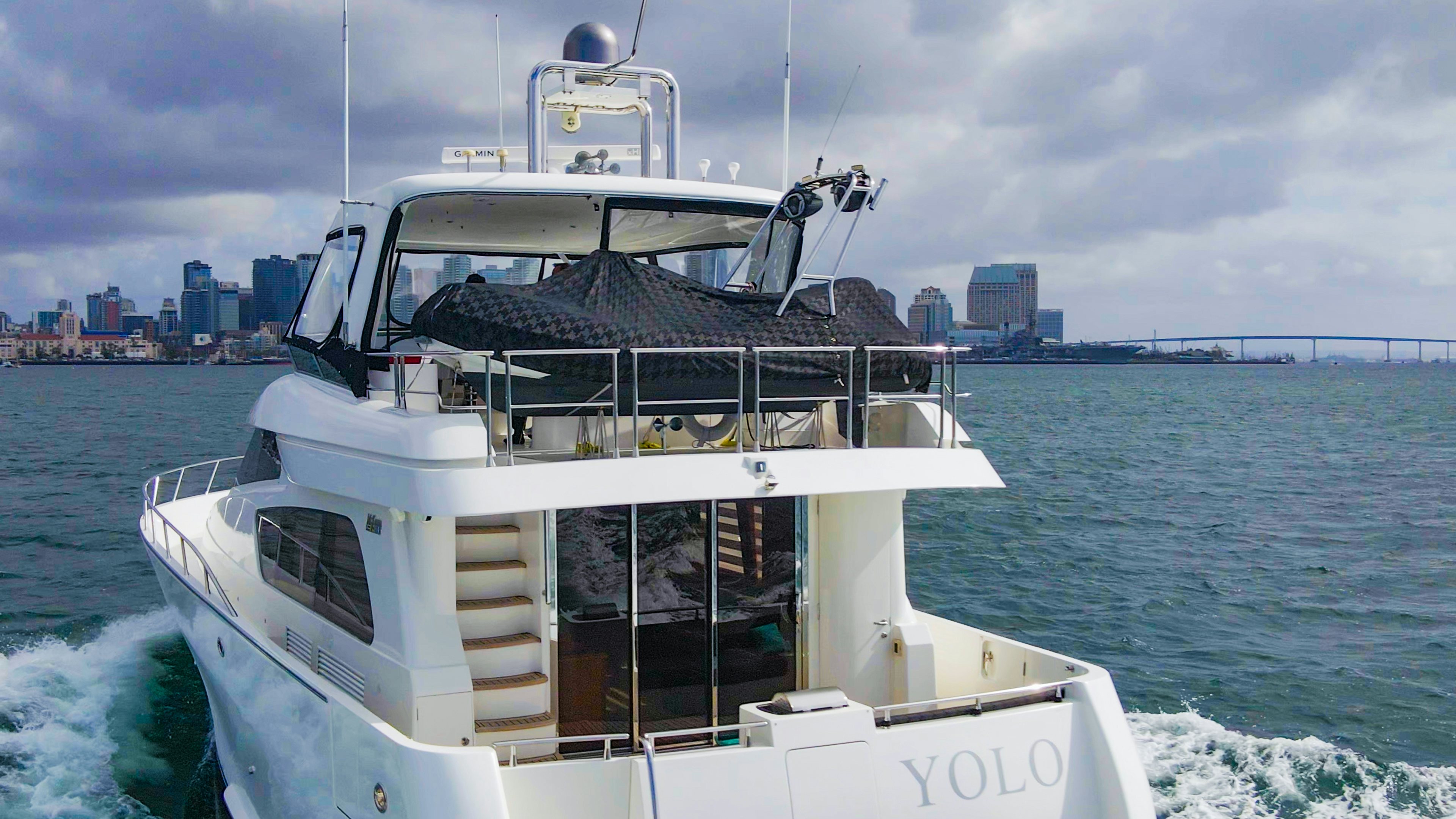 a boat in the water aboard YOLO Yacht for Sale