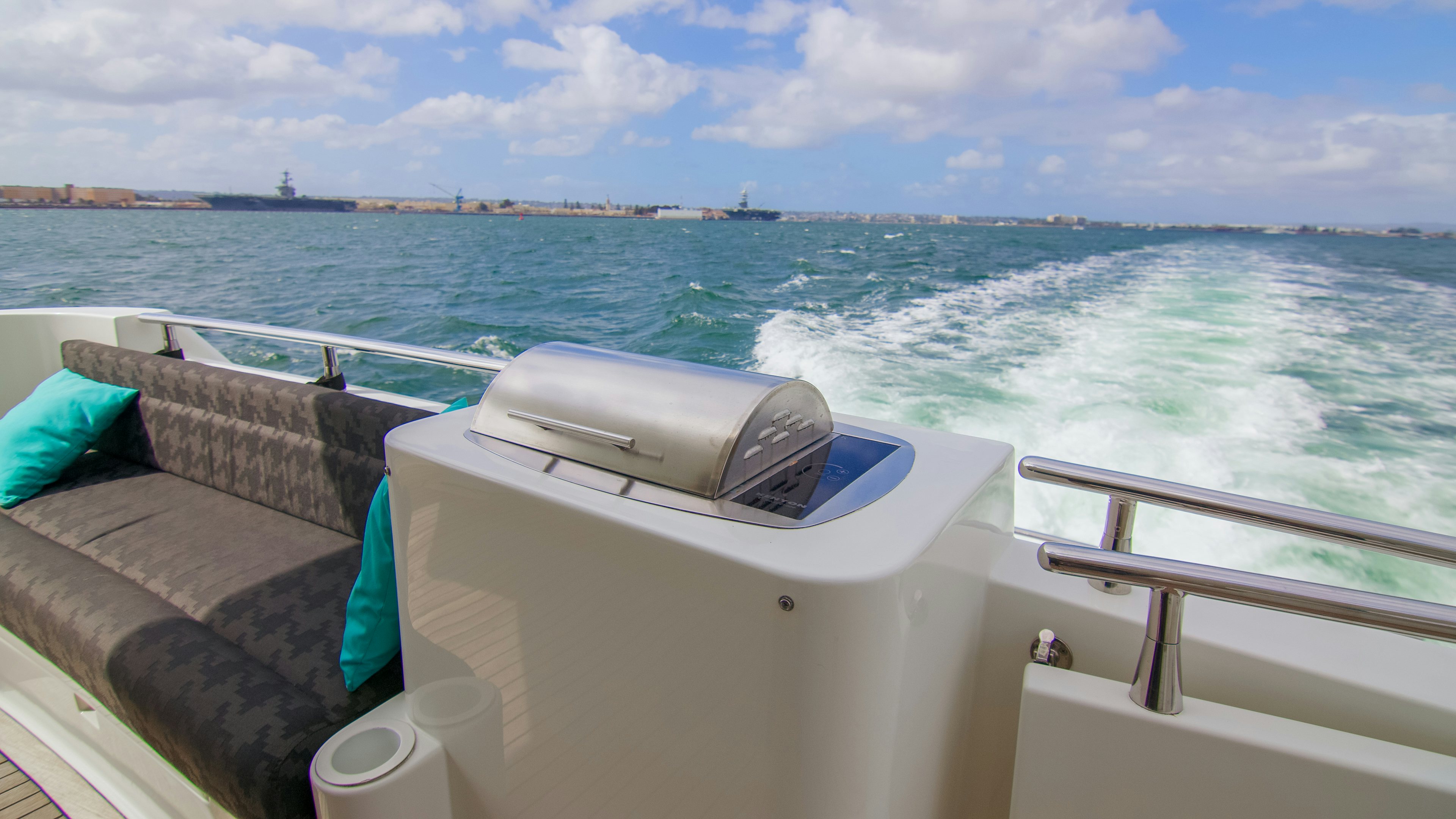 a boat on the water aboard YOLO Yacht for Sale