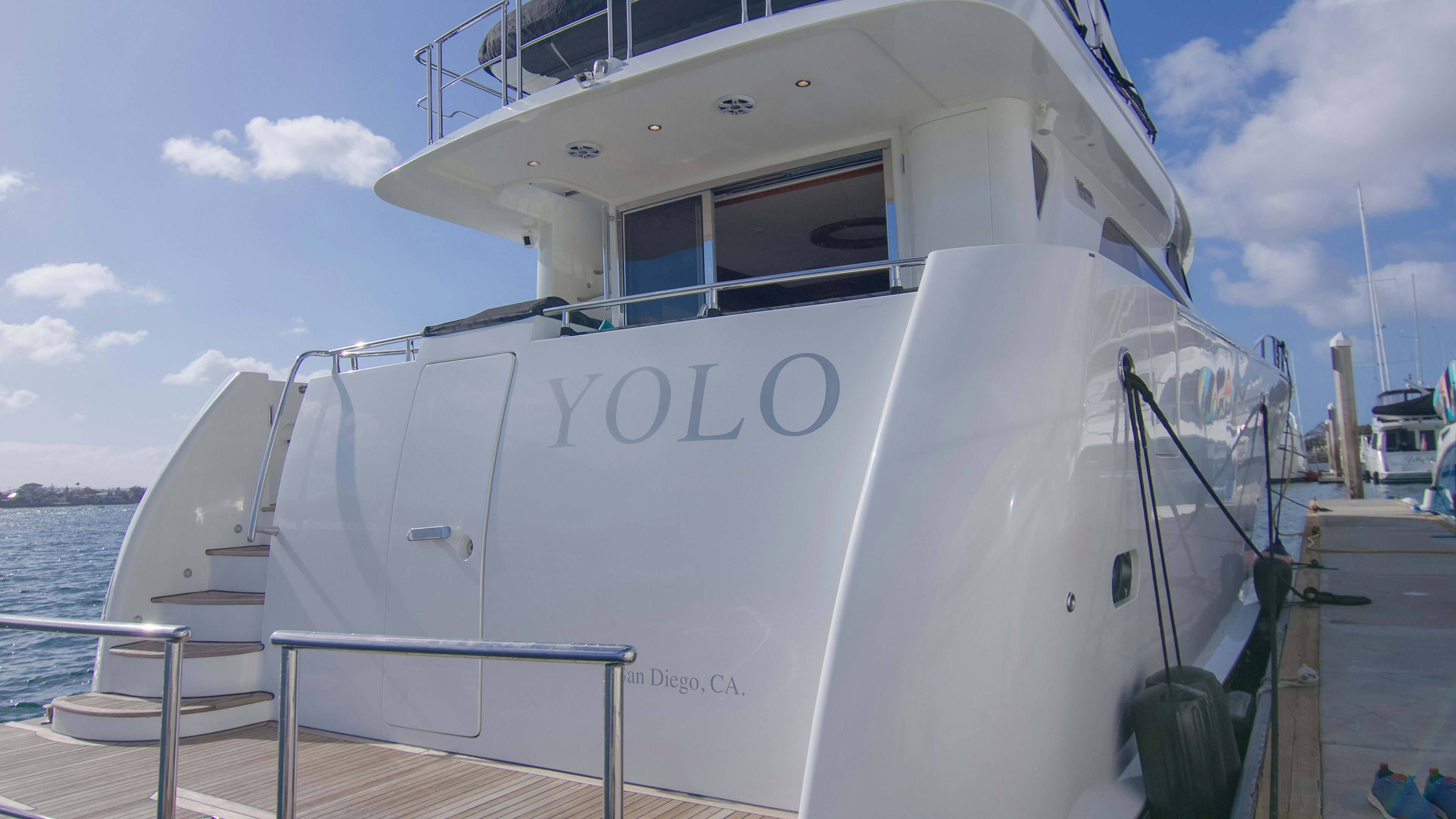 a boat on the water aboard YOLO Yacht for Sale