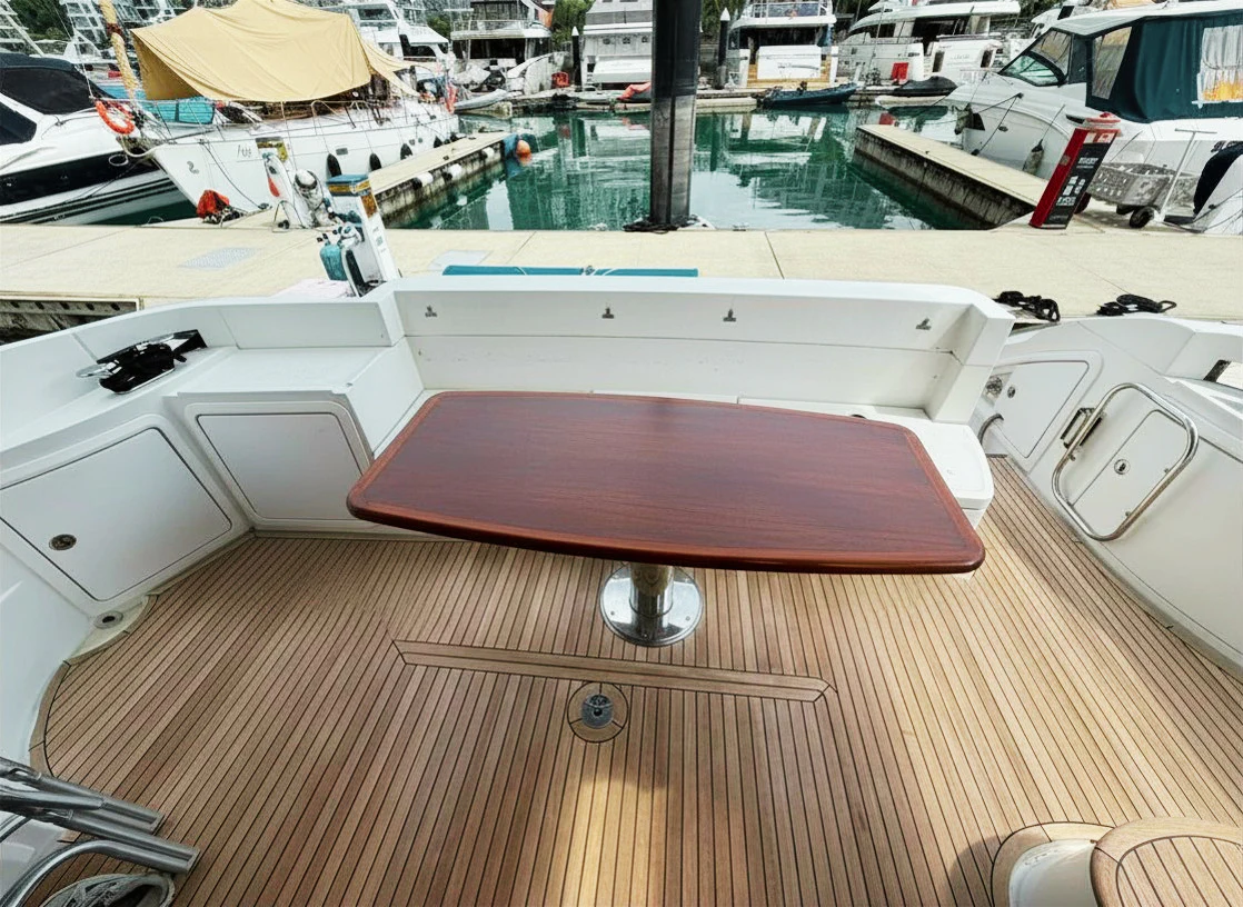 a boat with a red cover aboard ROCK STAR DREAMS Yacht for Sale