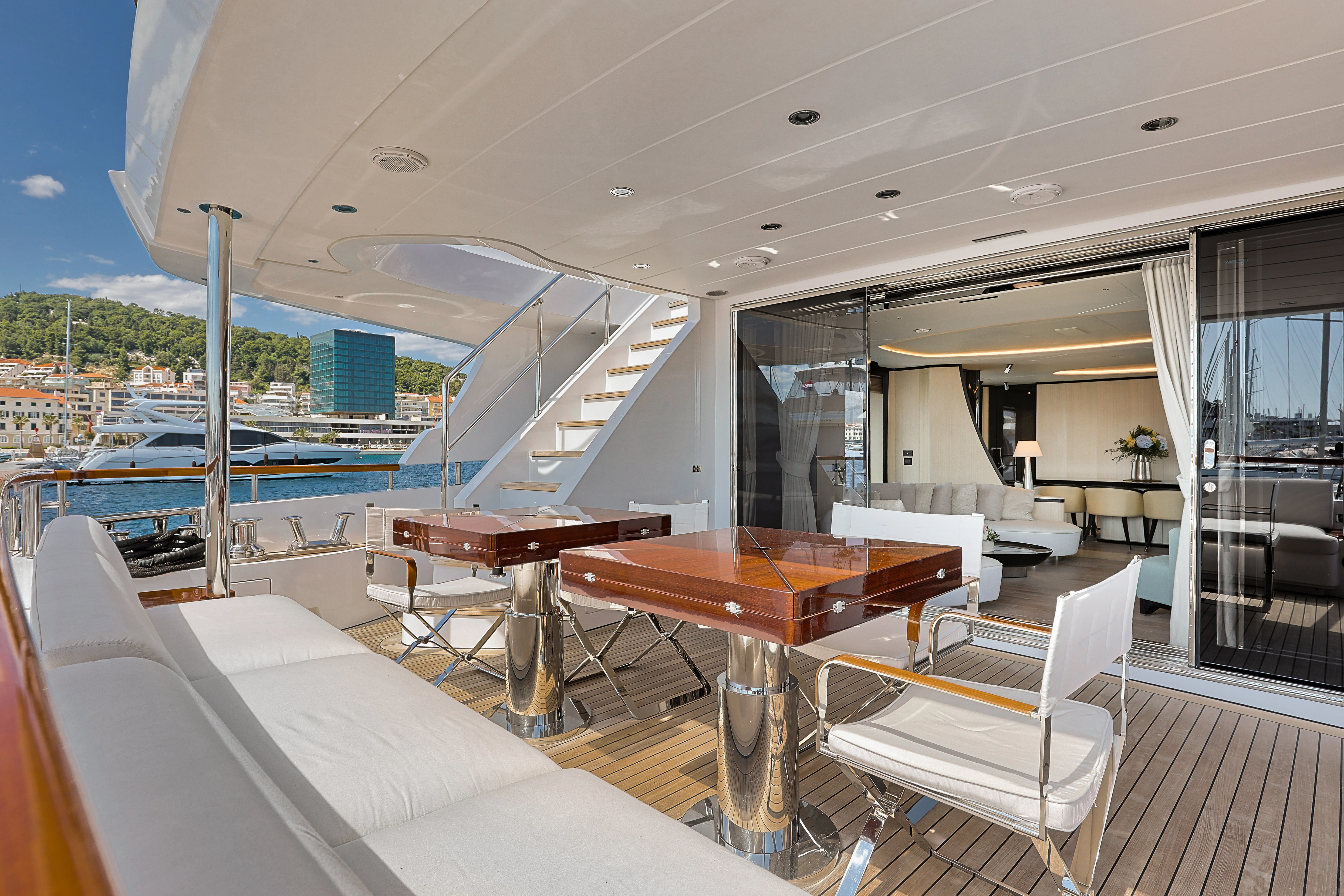 a room with a table and chairs aboard BELLA VITA Yacht for Charter