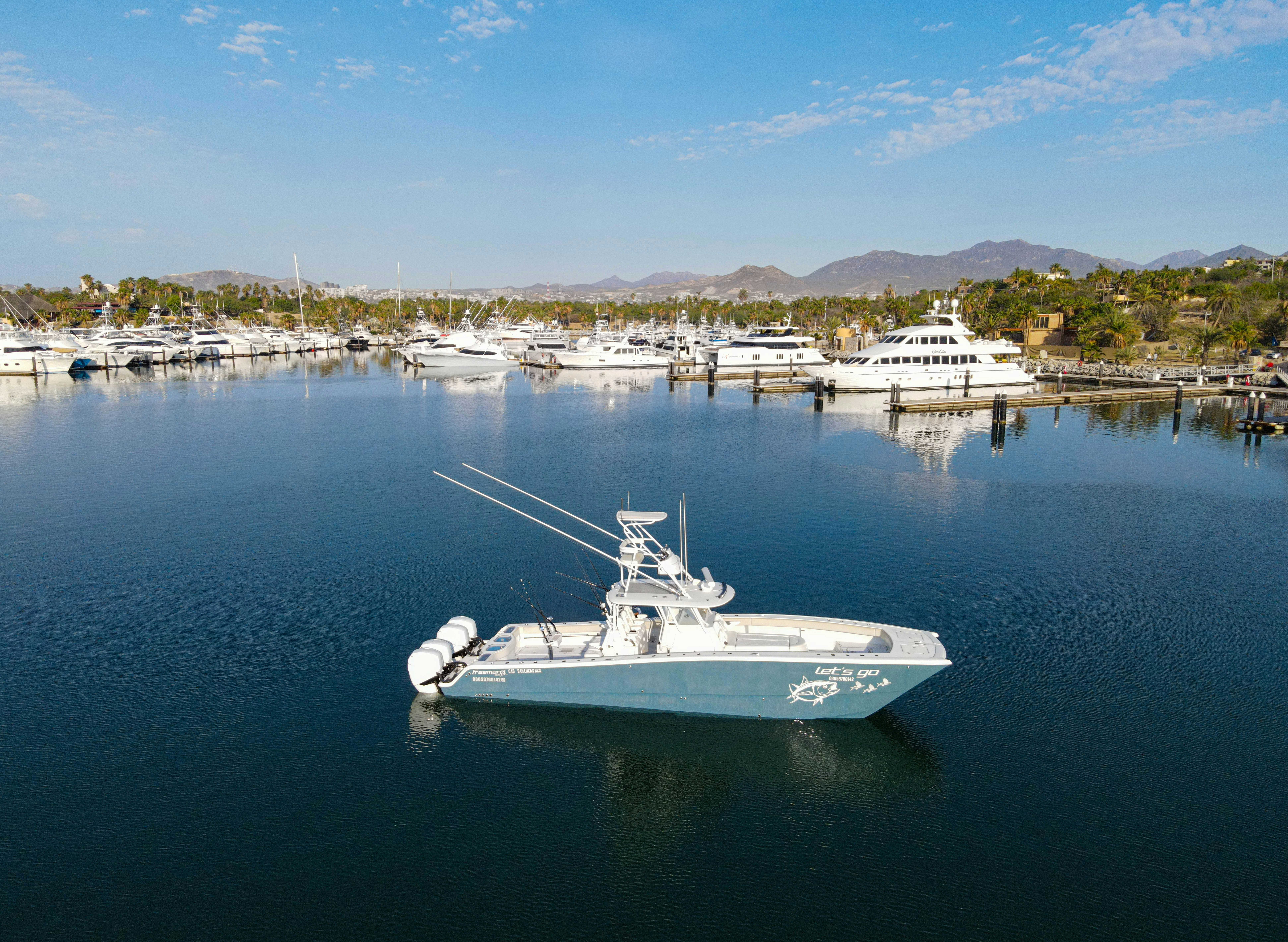 a boat in the water aboard LET'S GO Yacht for Sale