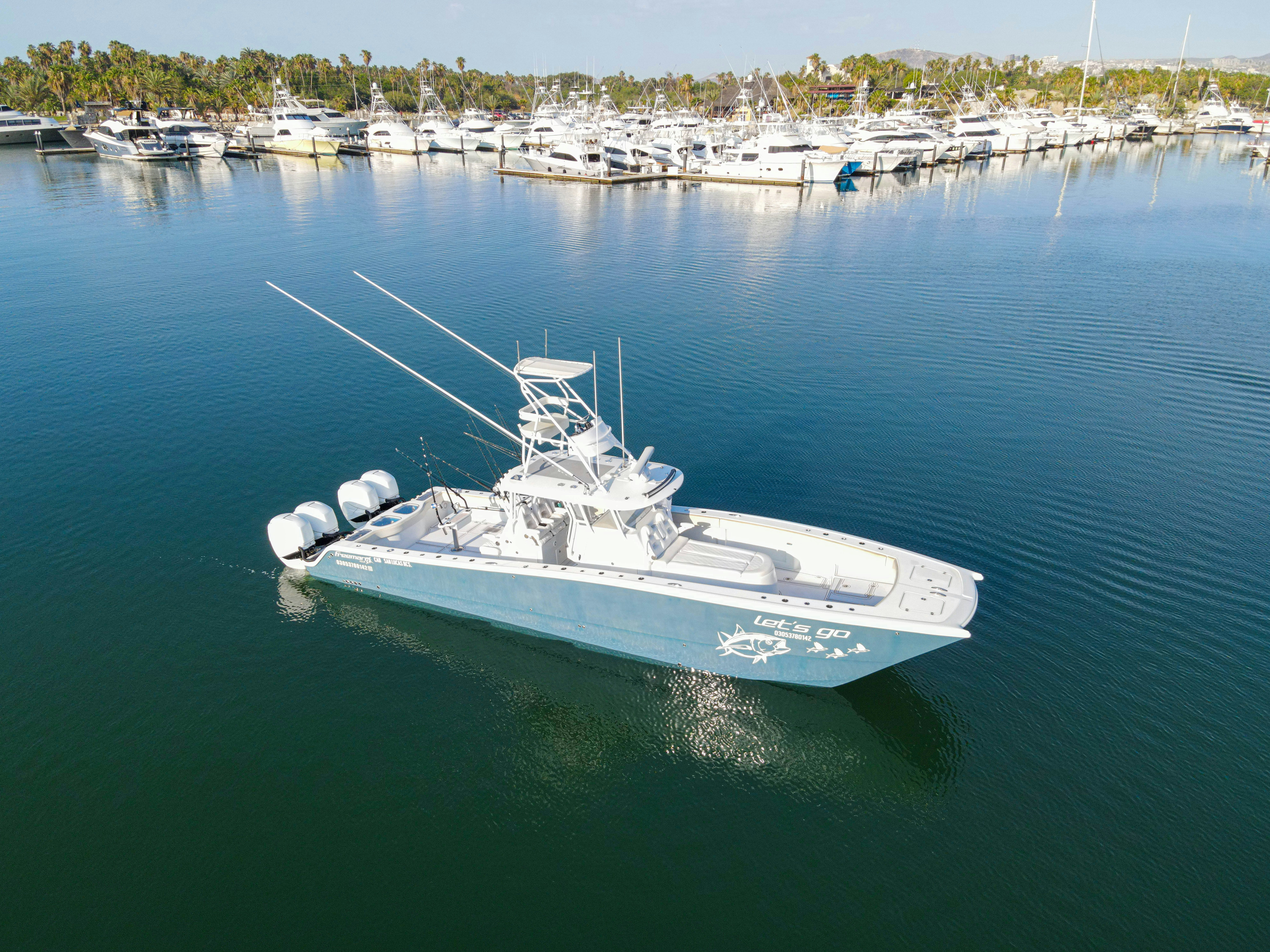 a boat in the water aboard LET'S GO Yacht for Sale