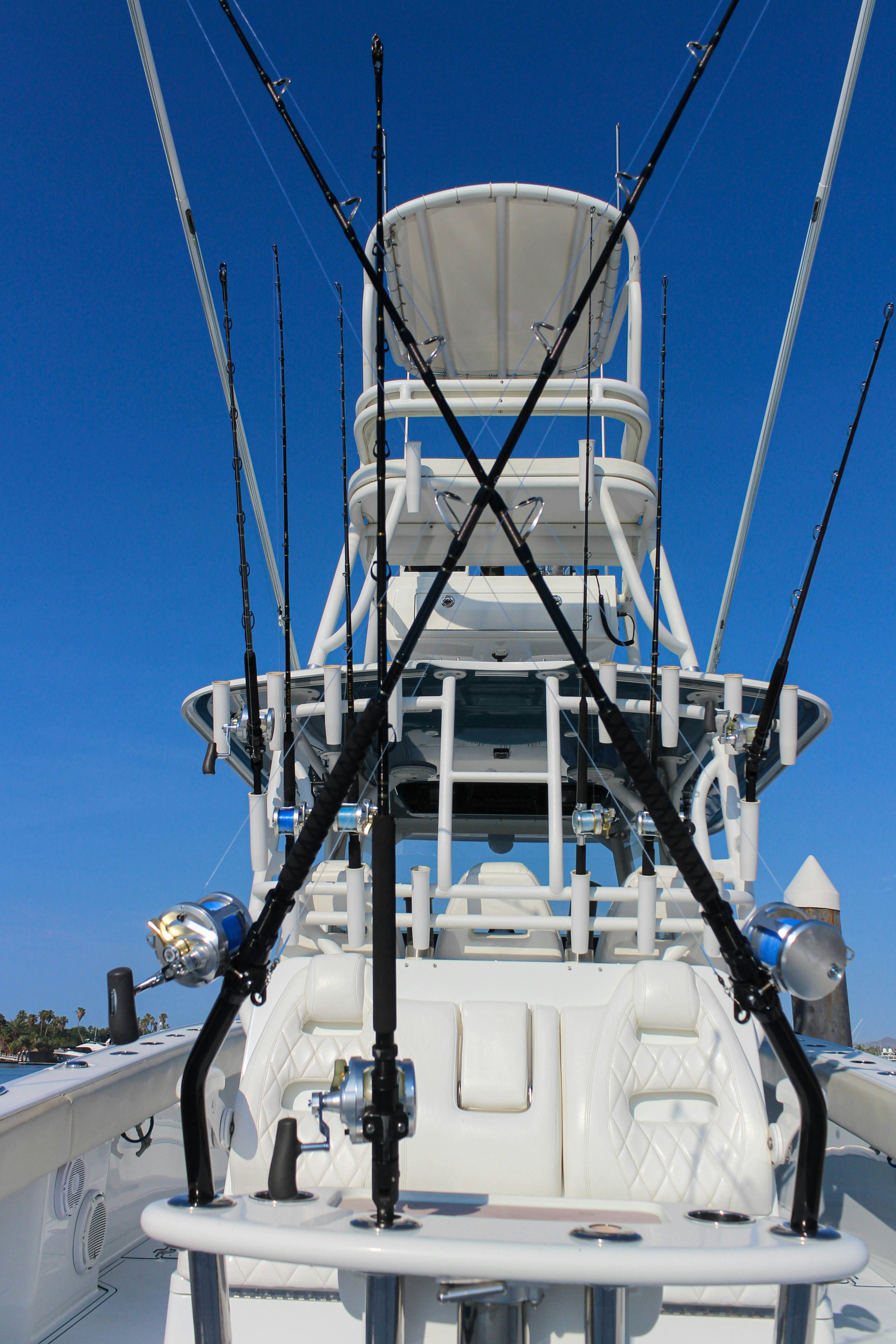 a large white tower aboard LET'S GO Yacht for Sale