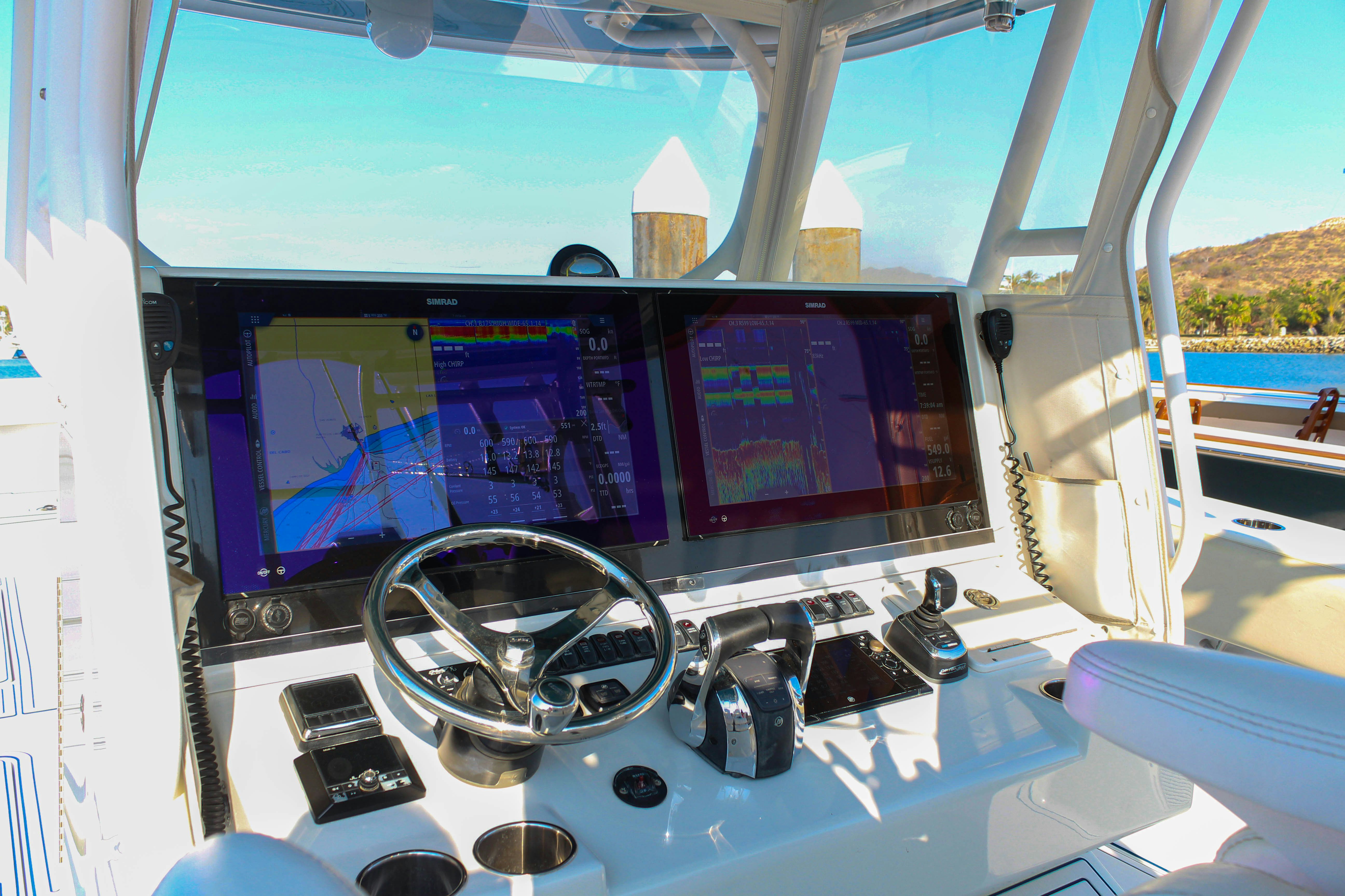 a cockpit of a plane aboard LET'S GO Yacht for Sale